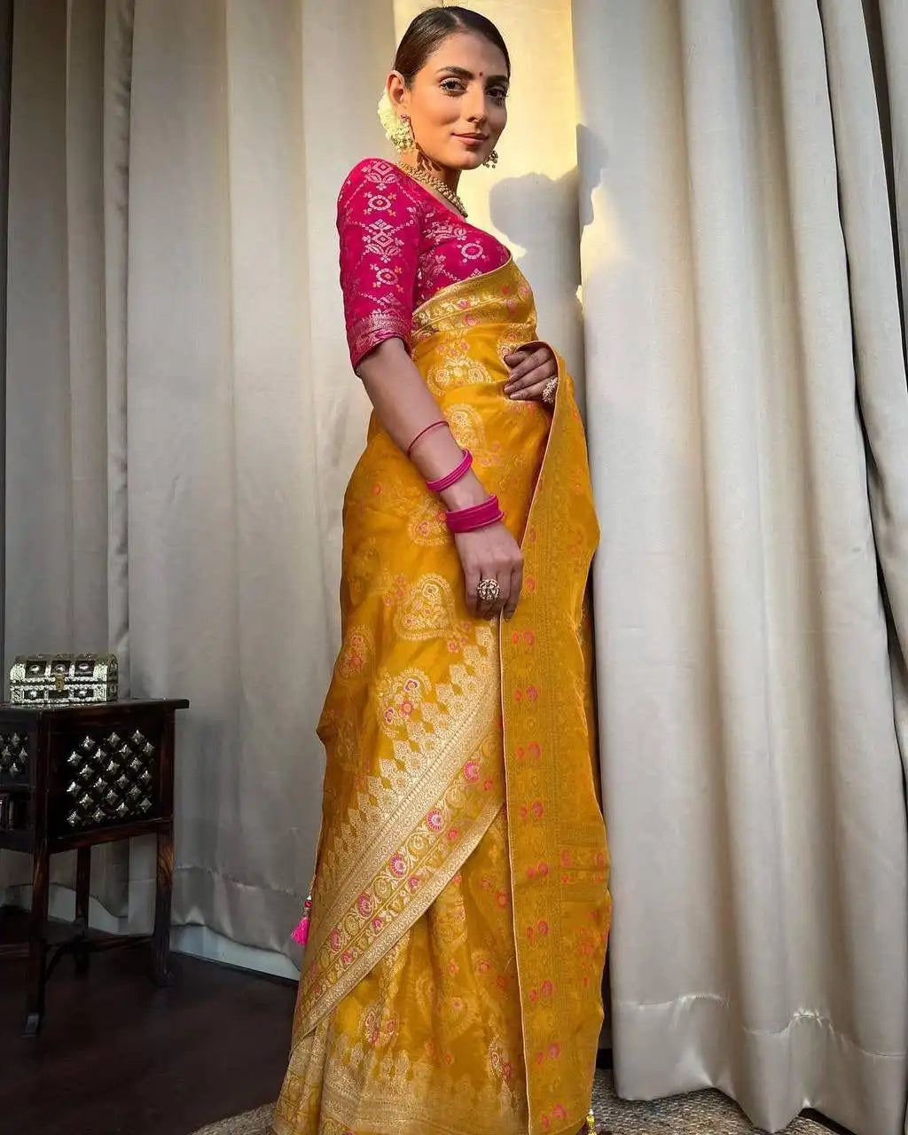 Kp Creation Sarees Feature Premium Soft Lichi Silk Cloth Known For Its Smooth Texture