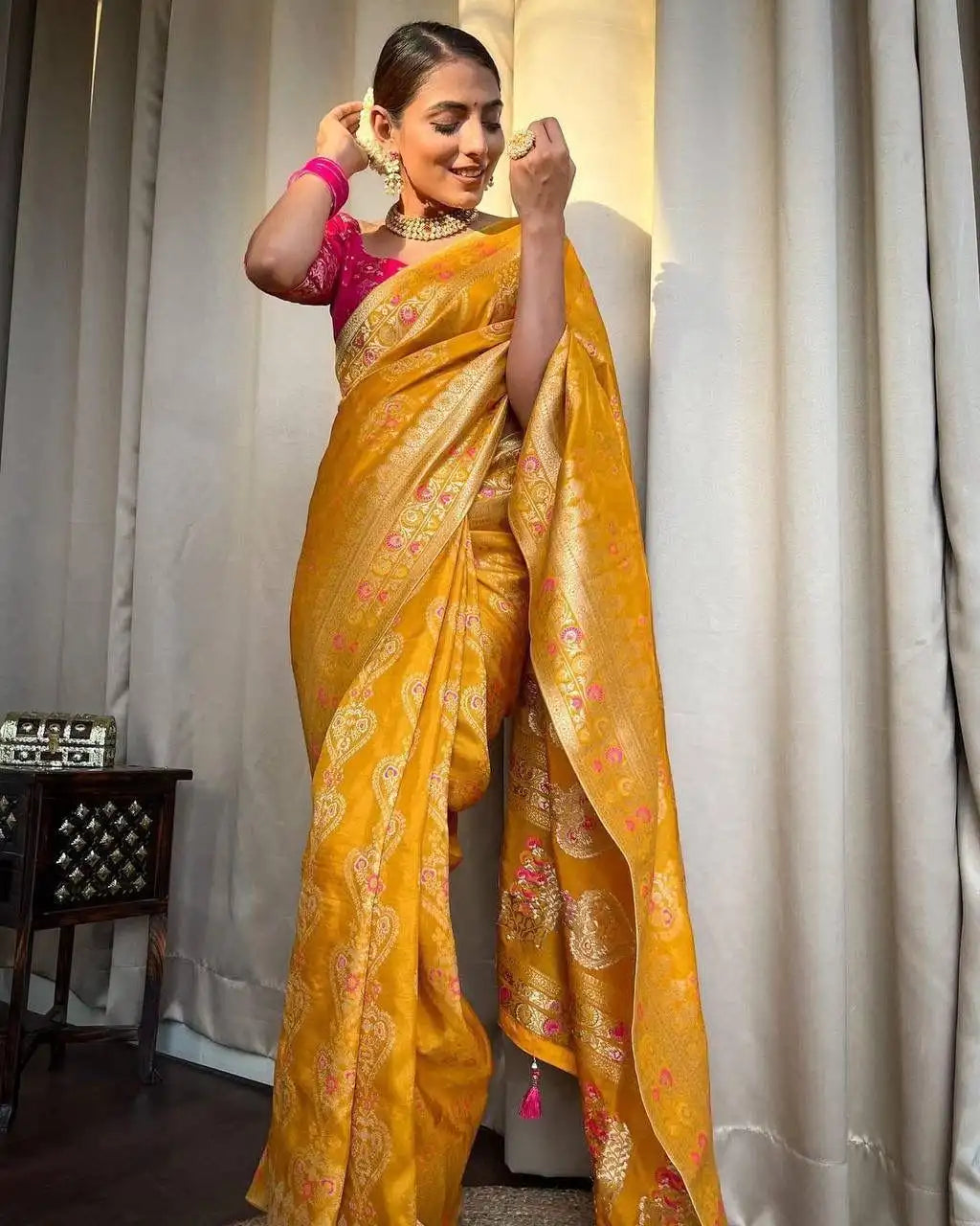 Kp Creation Sarees Feature Premium Soft Lichi Silk Cloth Known For Its Smooth Texture