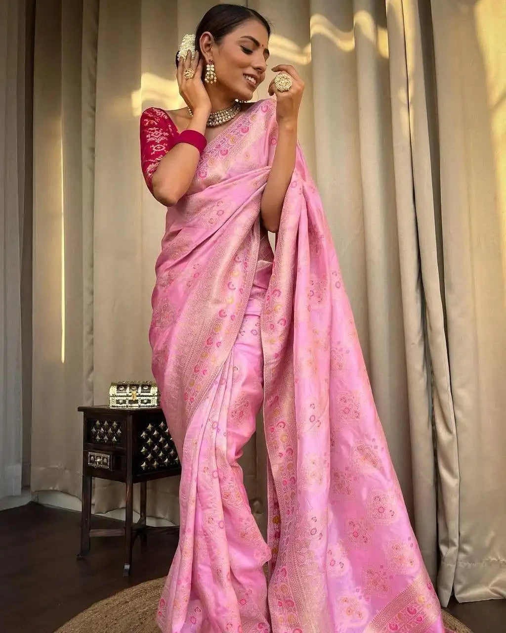 Kp Creation Sarees Feature Premium Soft Lichi Silk Cloth Known For Its Smooth Texture