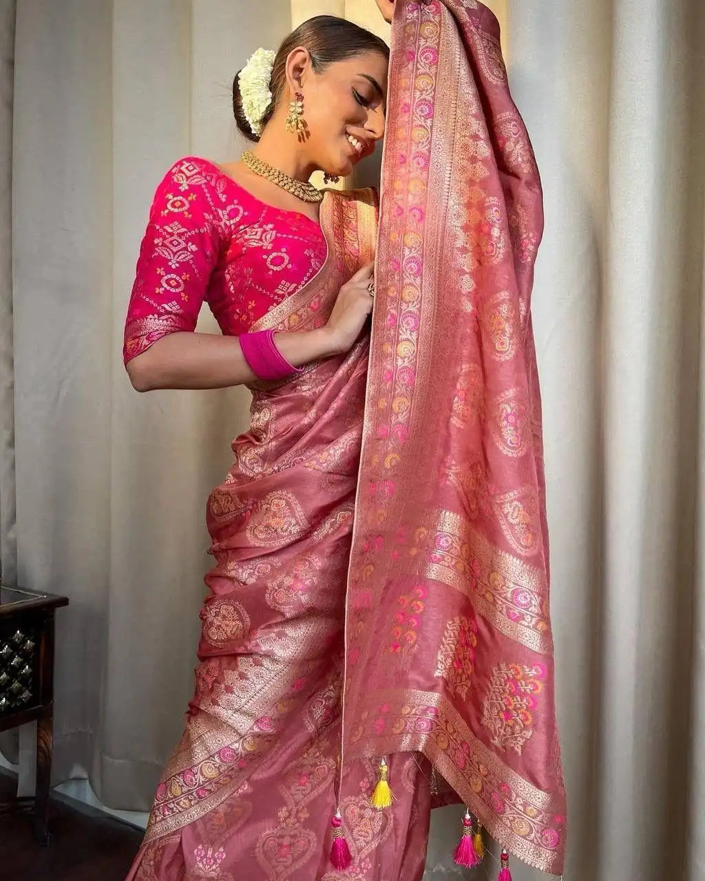 Kp Creation Sarees Feature Premium Soft Lichi Silk Cloth Known For Its Smooth Texture
