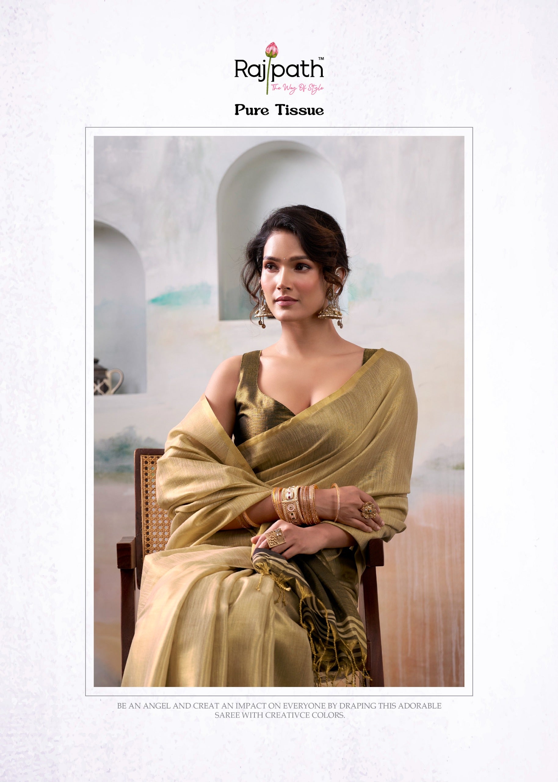 Rajpath Fabrics Sarees With Pure Handloom Tissue Sarees With Vibrant Color