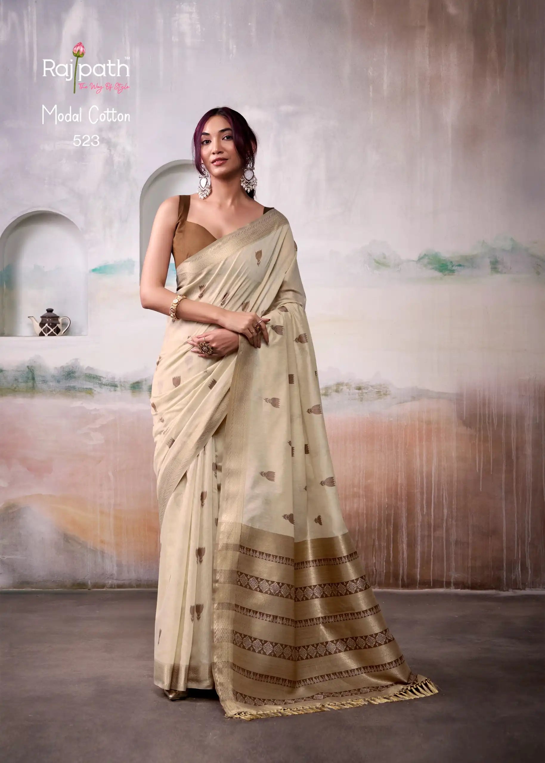 RajPath Fabrics Sarees Crafted From Modal Cotton Blend Offer A Perfect Balance Of Softness And Durability
