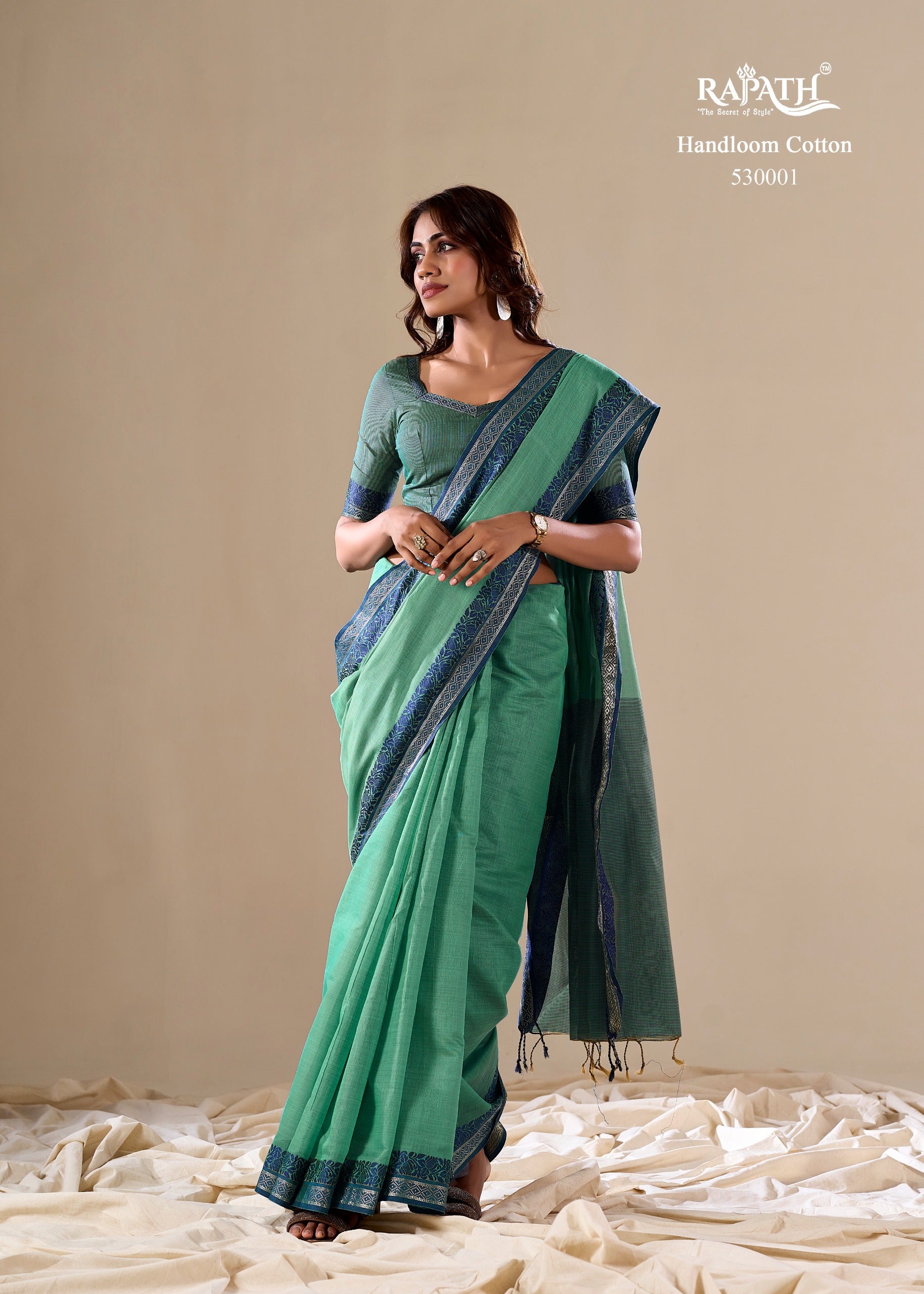 Beautiful Casual Wear  Pure Cotton Handloom With Contrast Border Saree