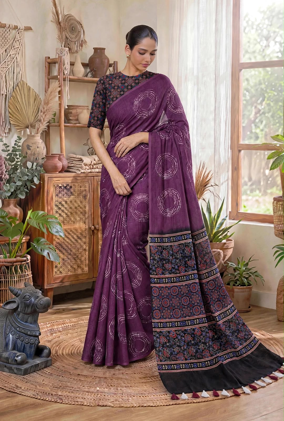Soft cotton linen saree