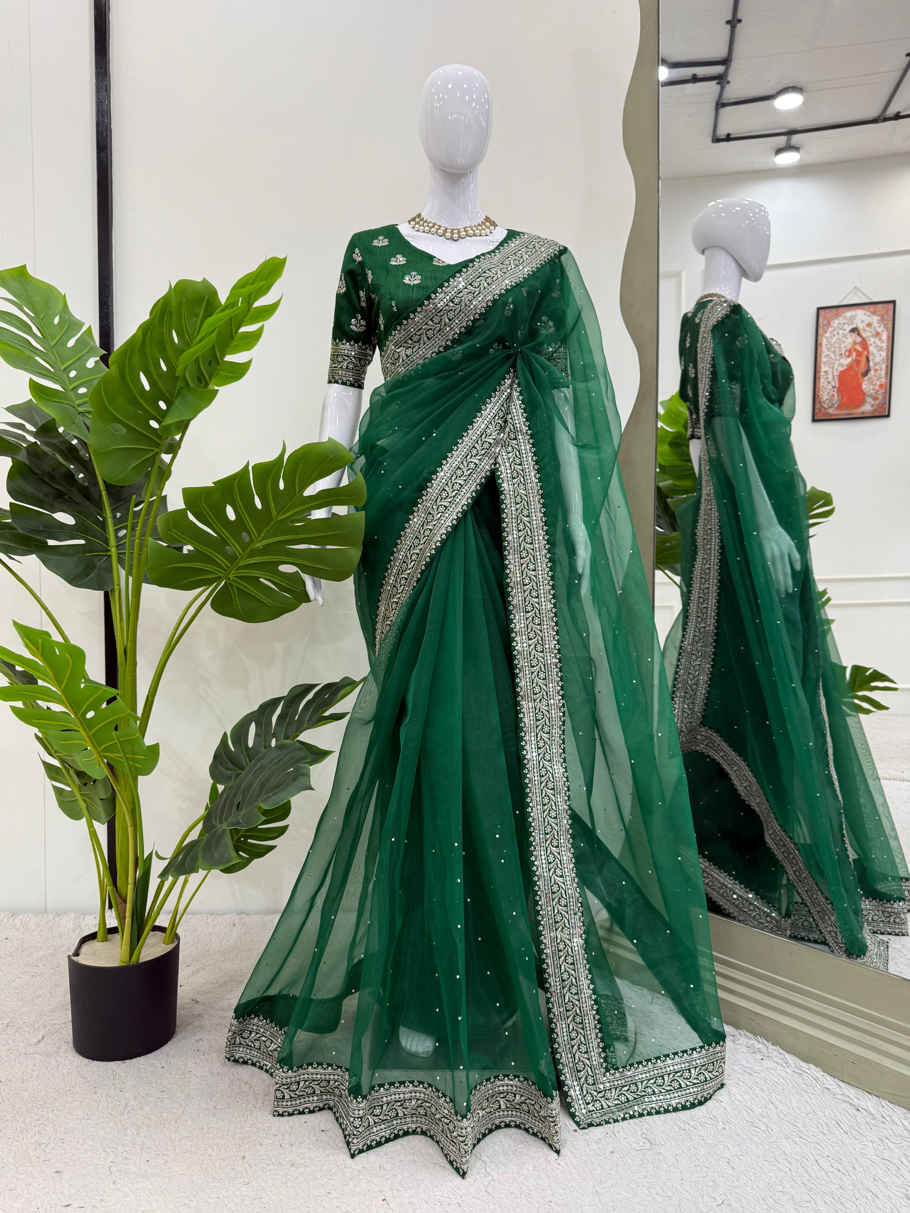 KD Deginerr Embellished Chiffon Saree Collection – Elegant and Stunning Designs