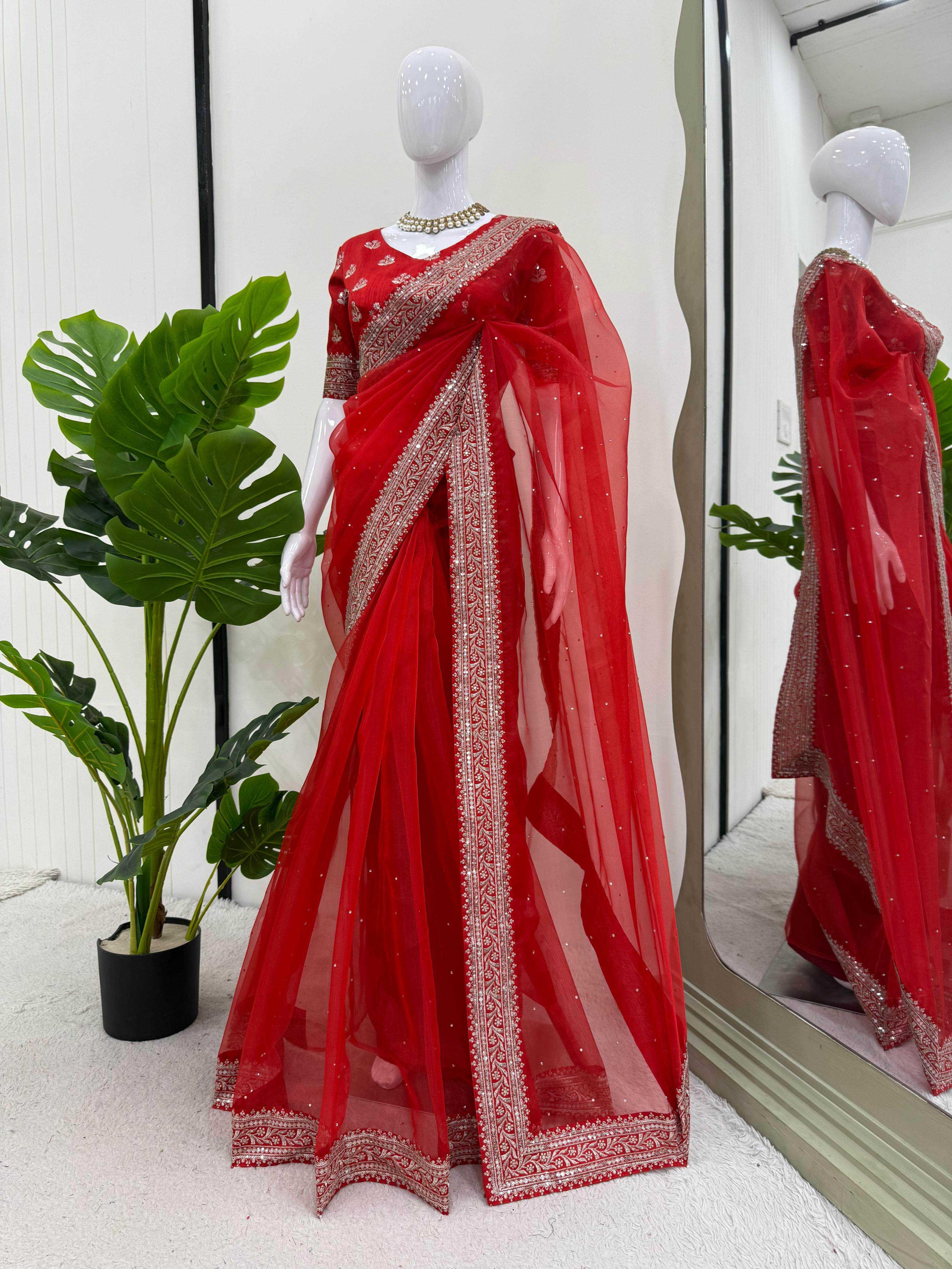 KD Deginerr Embellished Chiffon Saree Collection – Elegant and Stunning Designs