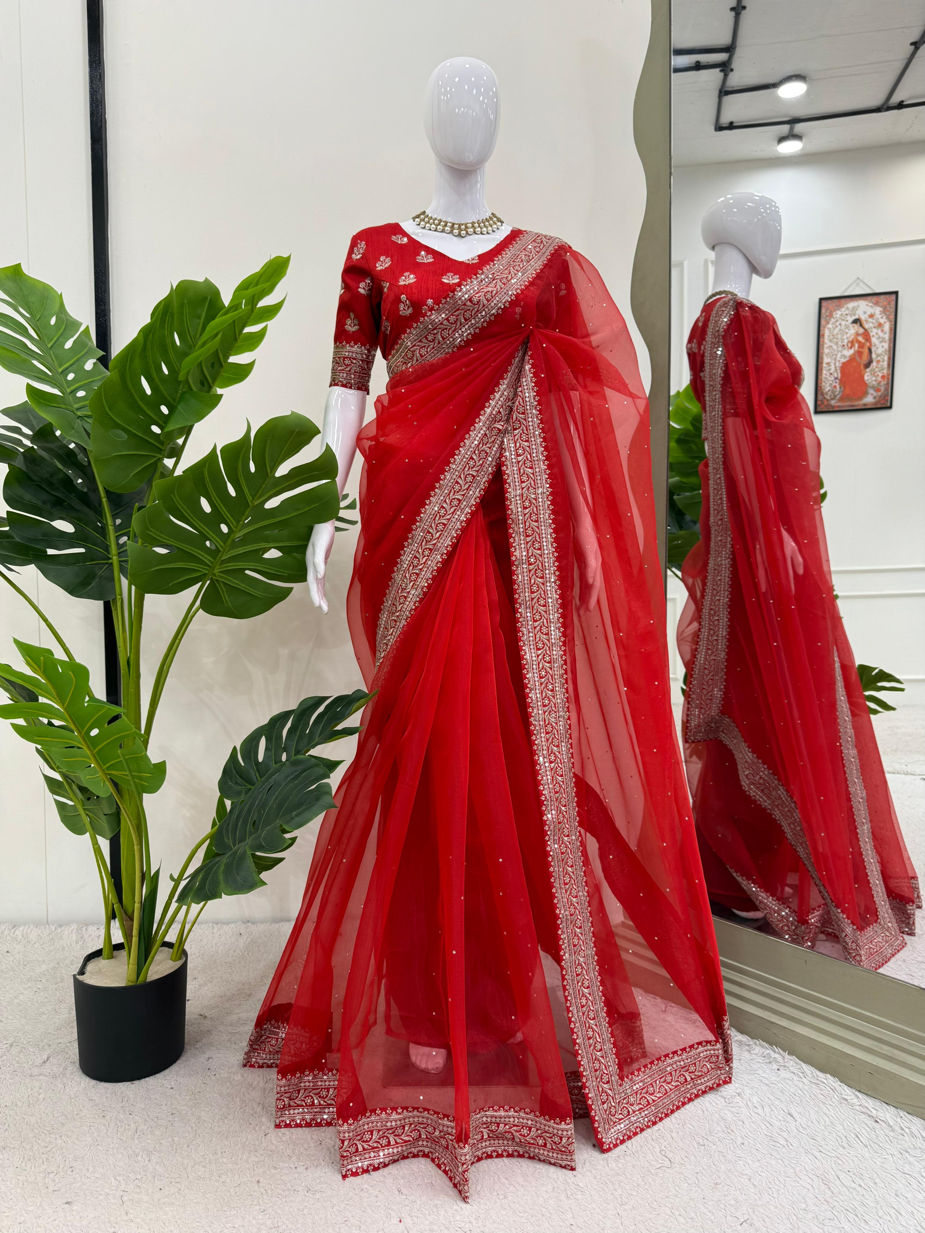 KD Deginerr Embellished Chiffon Saree Collection – Elegant and Stunning Designs