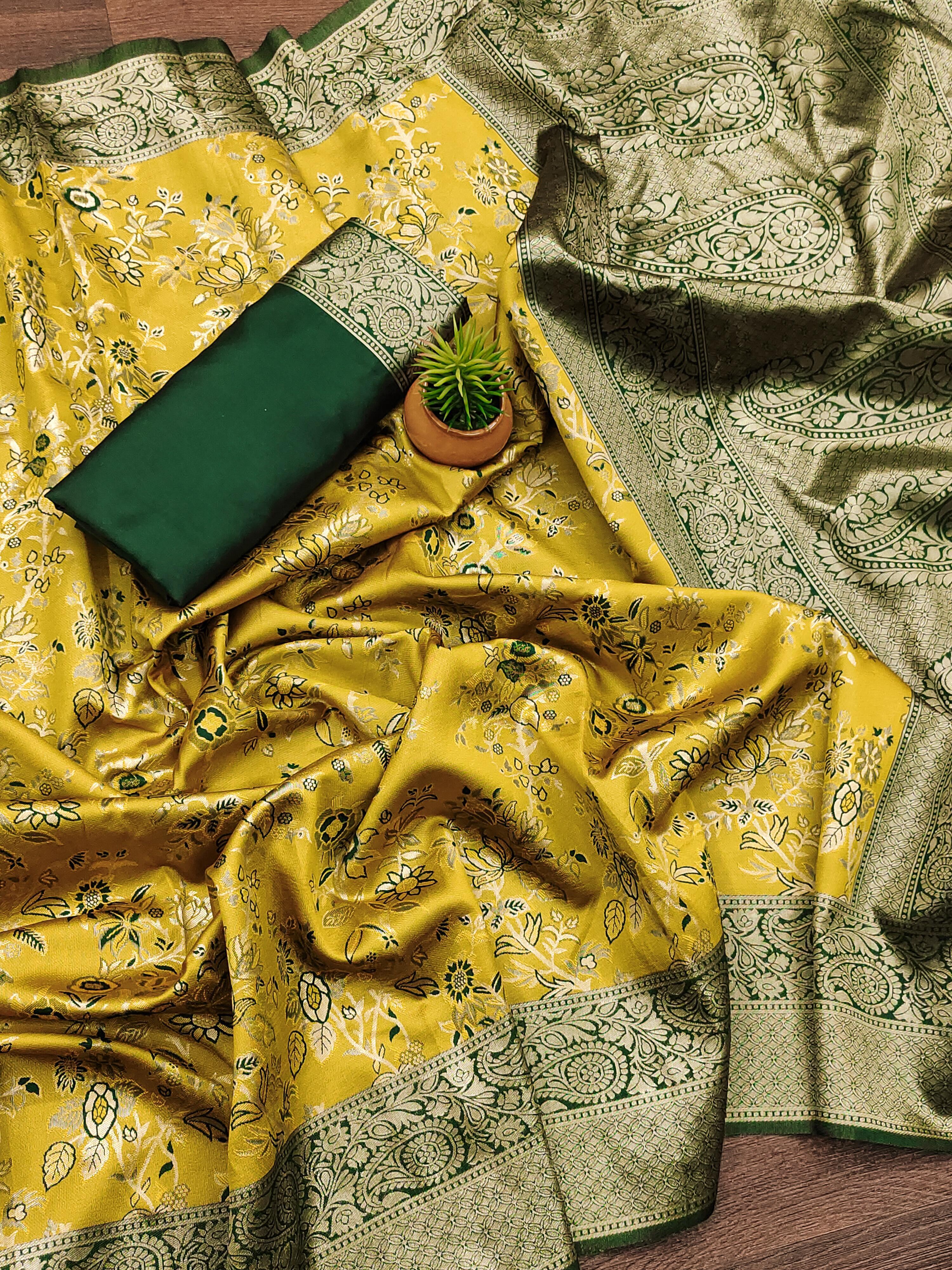 Kp Creation Sarees Highly Crafted From Soft Lichi Silk Sarees With Rich Jacquard Work Pallu