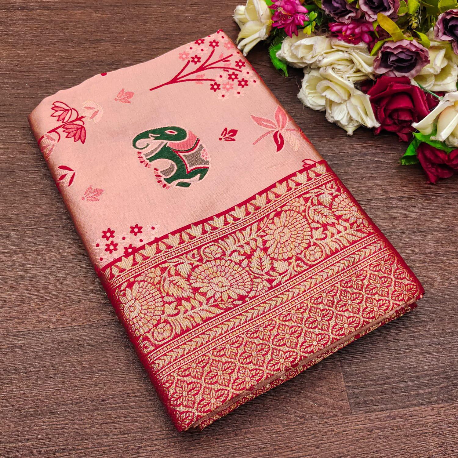 KP CREATION Elephant Print Silk Saree Collection