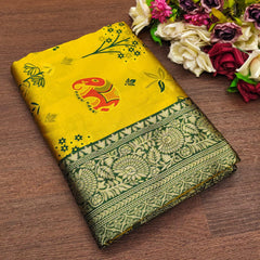 KP CREATION Elephant Print Silk Saree Collection