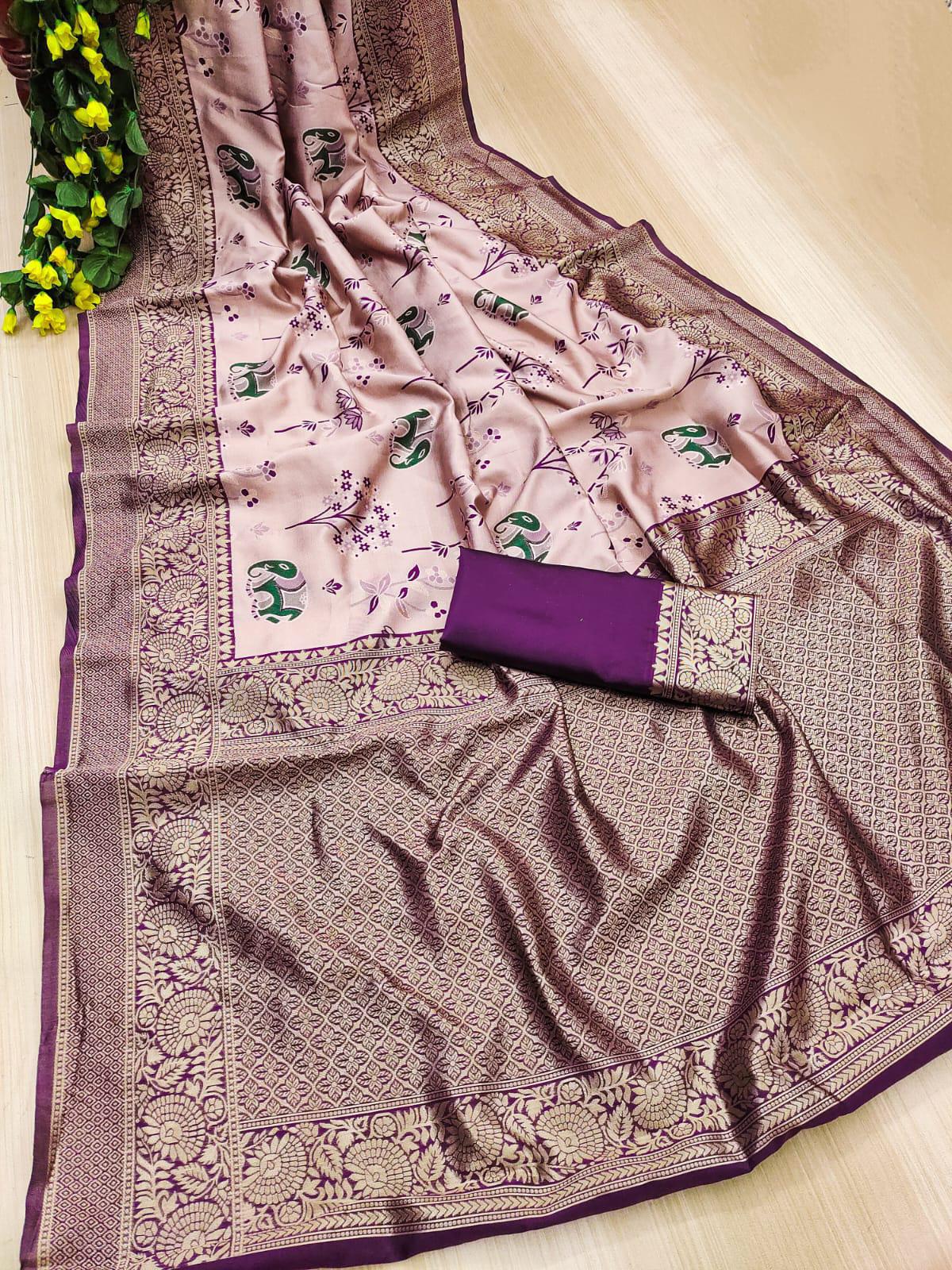 KP CREATION Elephant Print Silk Saree Collection