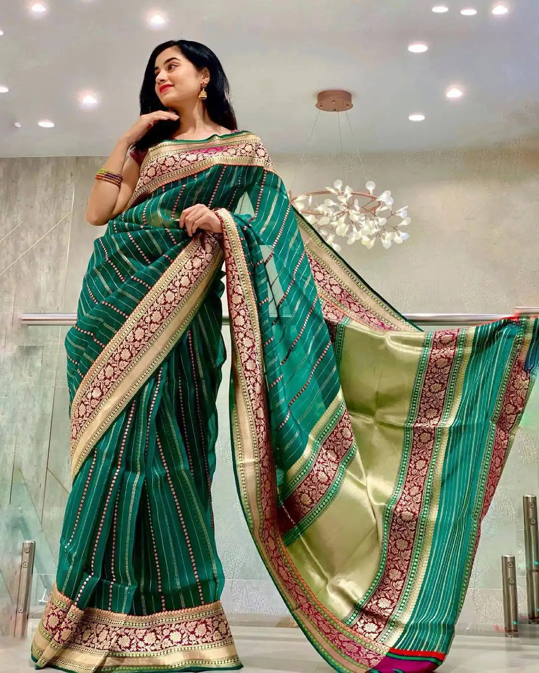 KP Creation Sarees Feature Premium Soft Lichi Silk Cloth Known For Its Smooth Texture