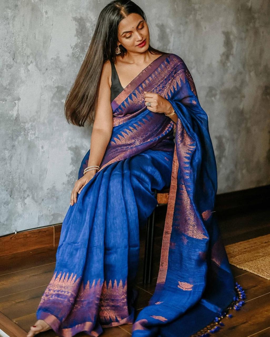 Kp Creation Sarees Are Crafted With Soft Lilan Slab Sarees With Rich Weaving Blouse