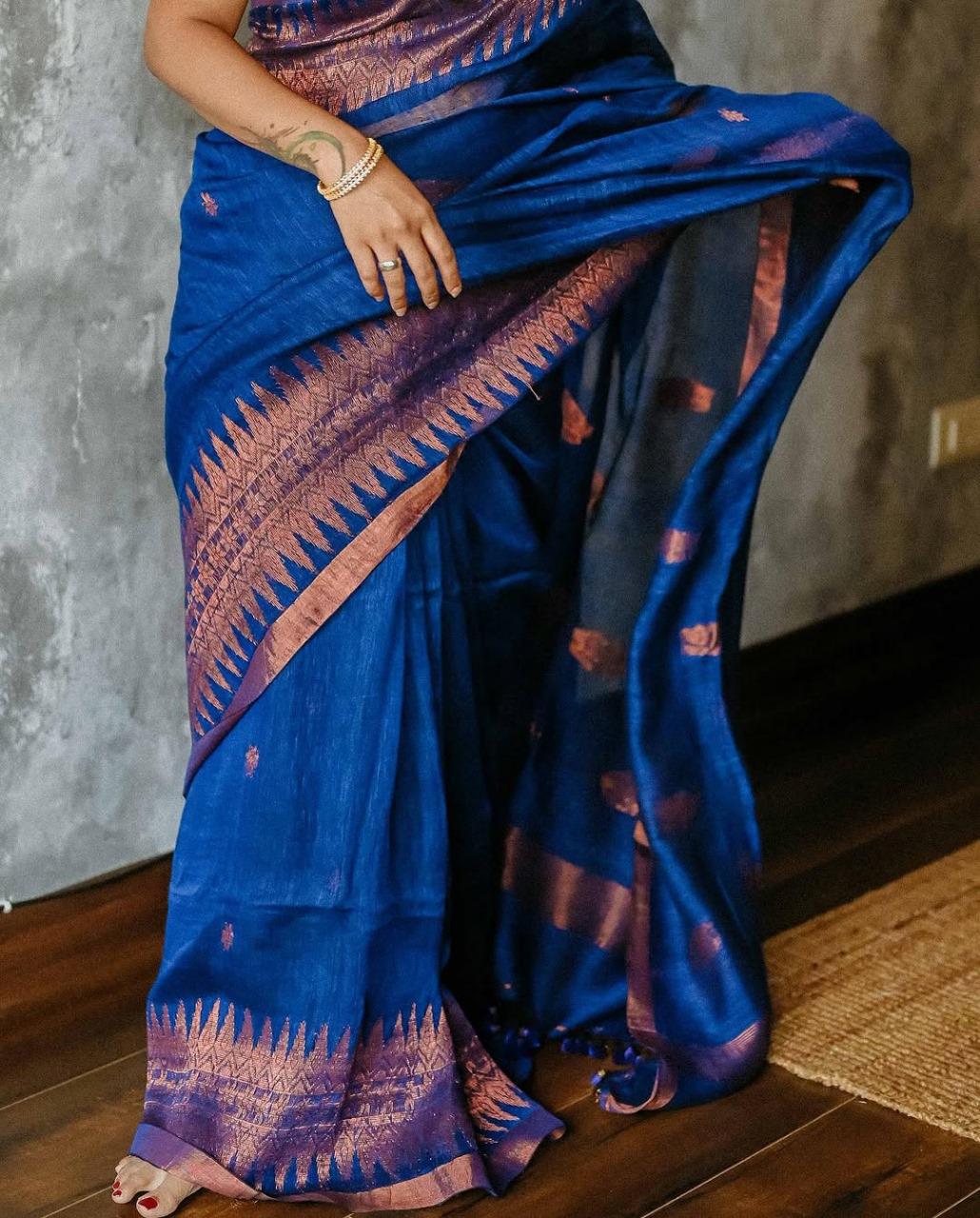 Kp Creation Sarees Are Crafted With Soft Lilan Slab Sarees With Rich Weaving Blouse