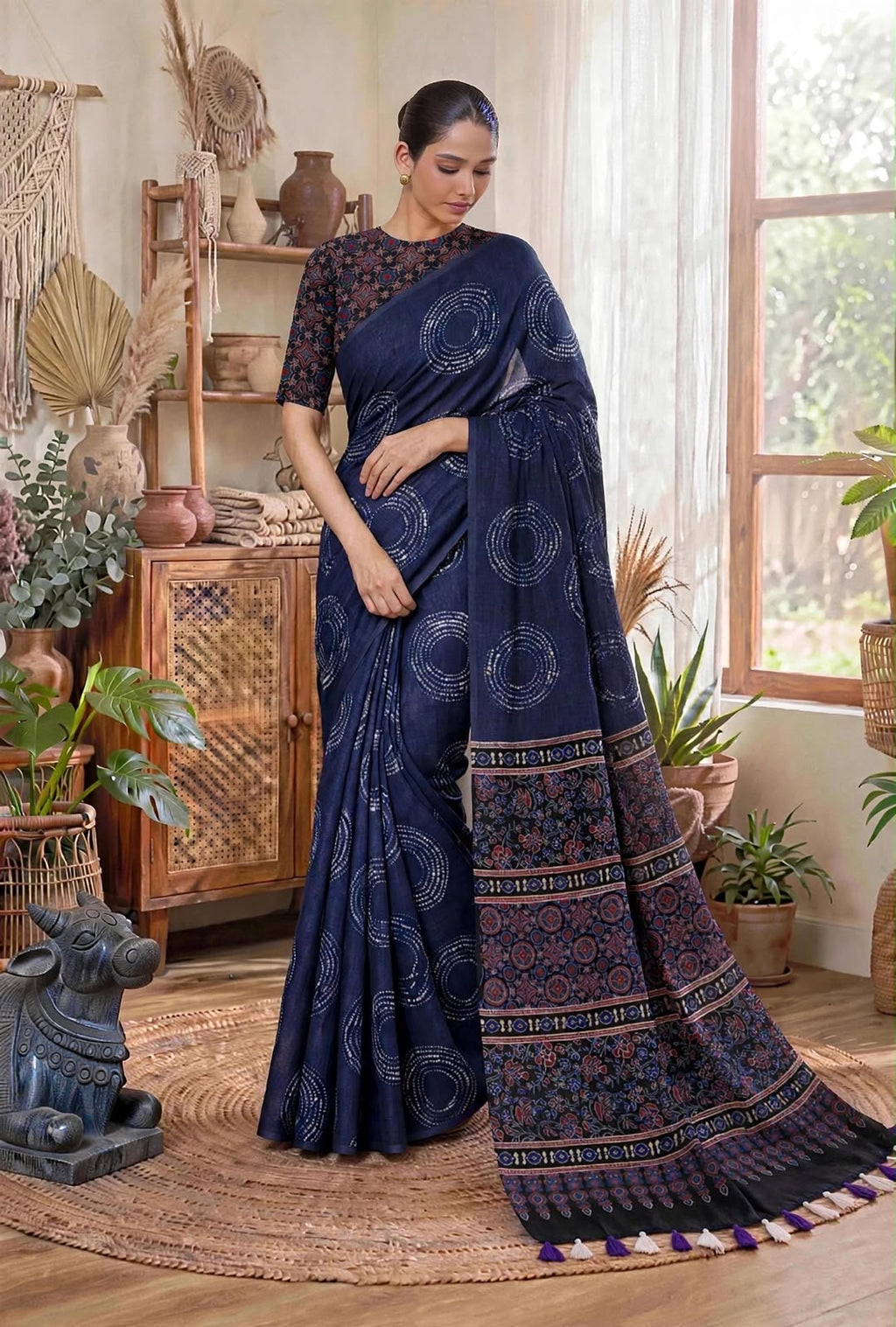 Soft cotton linen saree