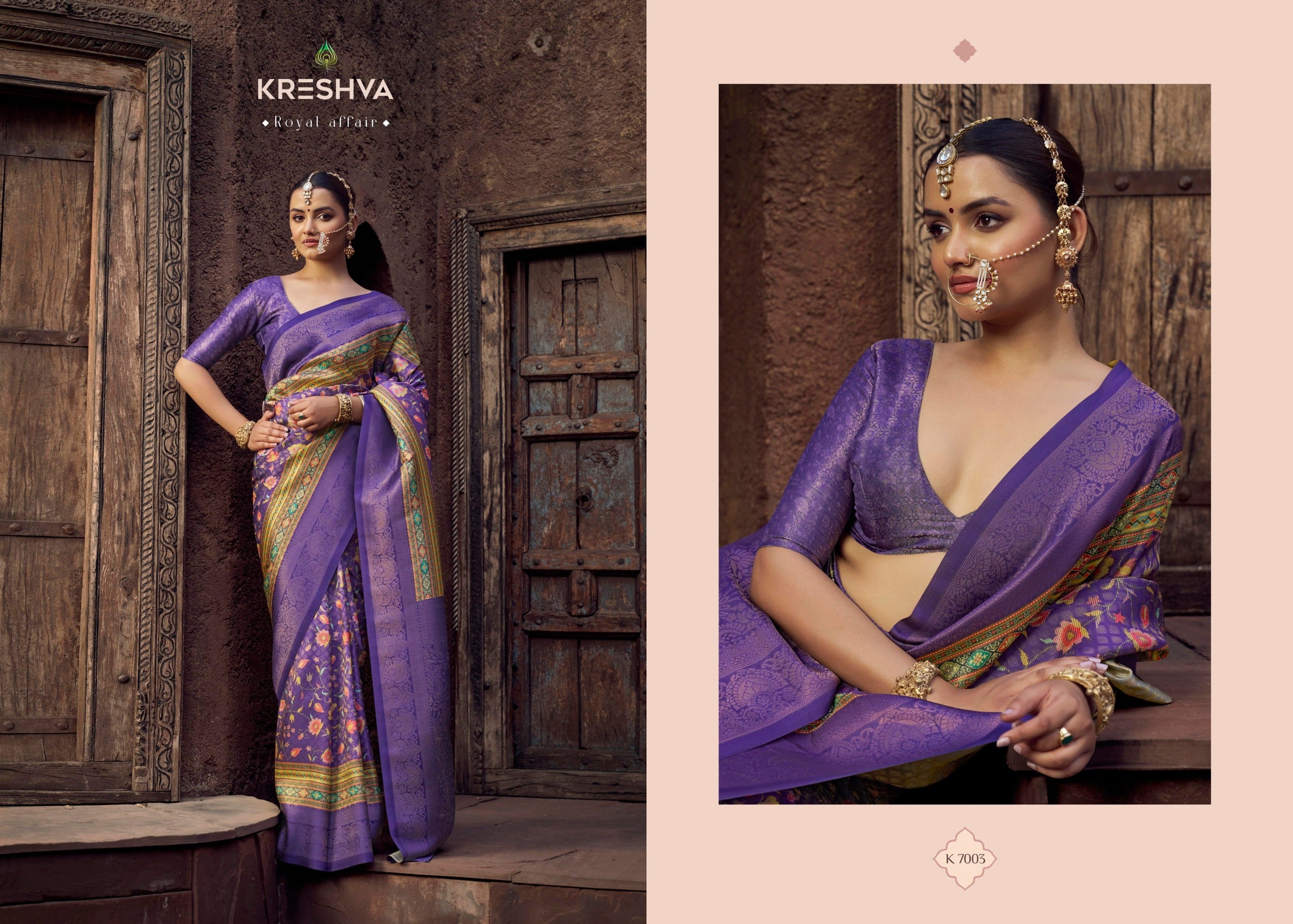 Kreshva Jacquard Silk Sarees With Zari work