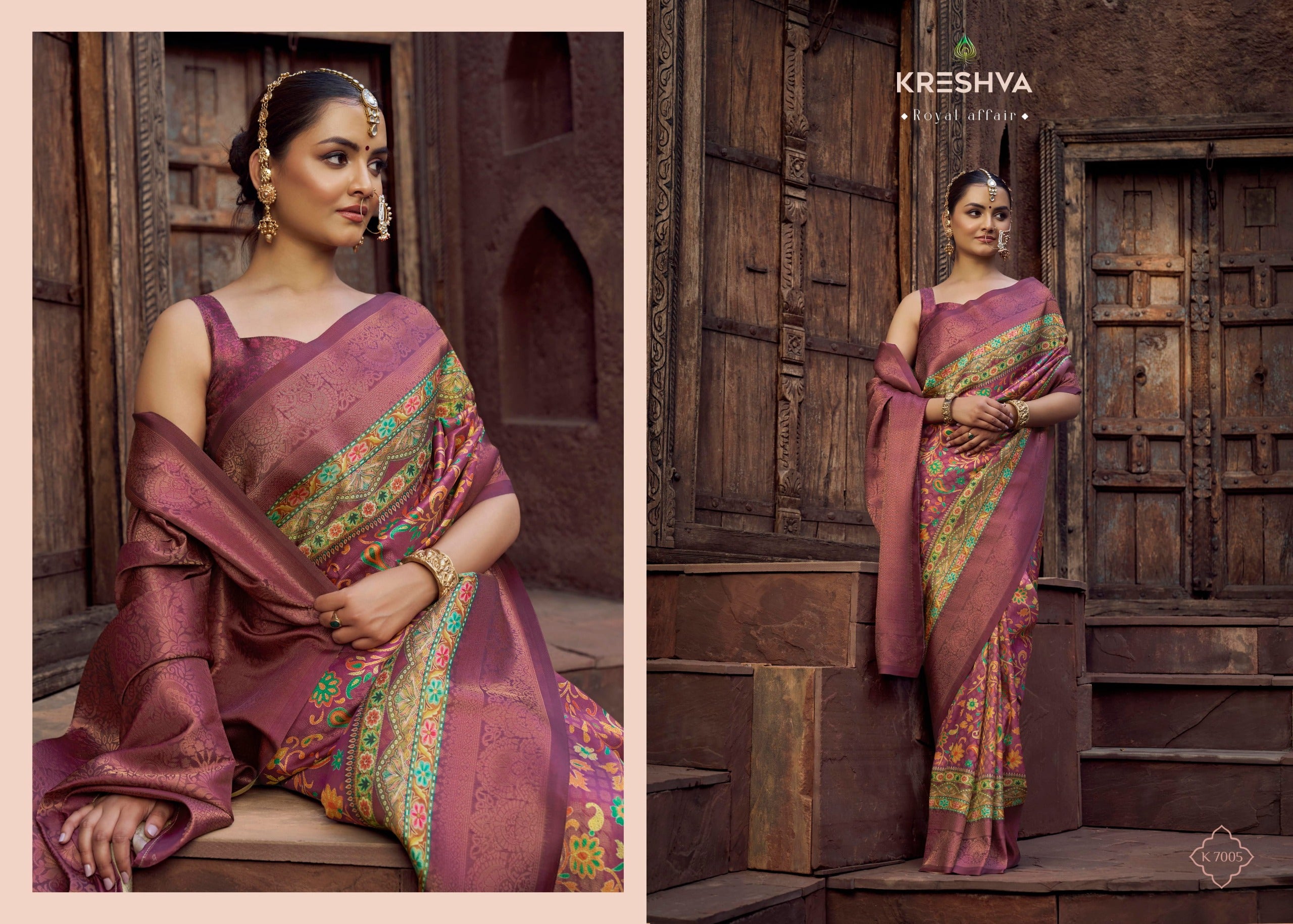 Kreshva Jacquard Silk Sarees With Zari work