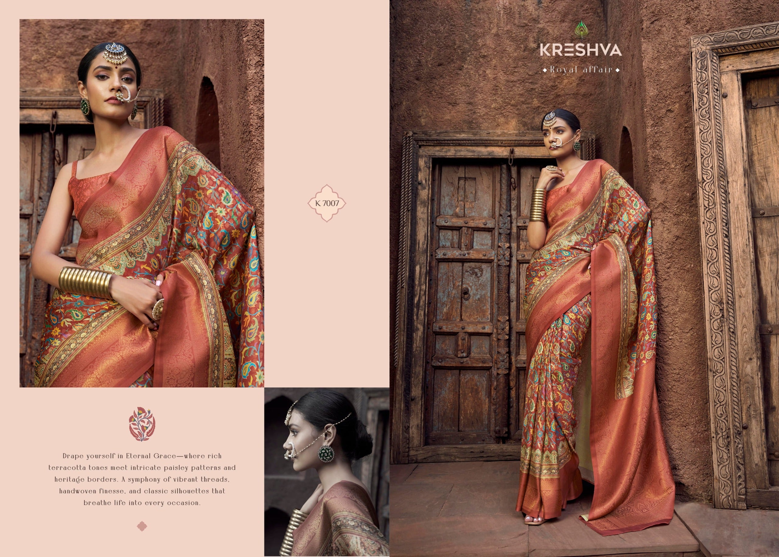 Kreshva Jacquard Silk Sarees With Zari work