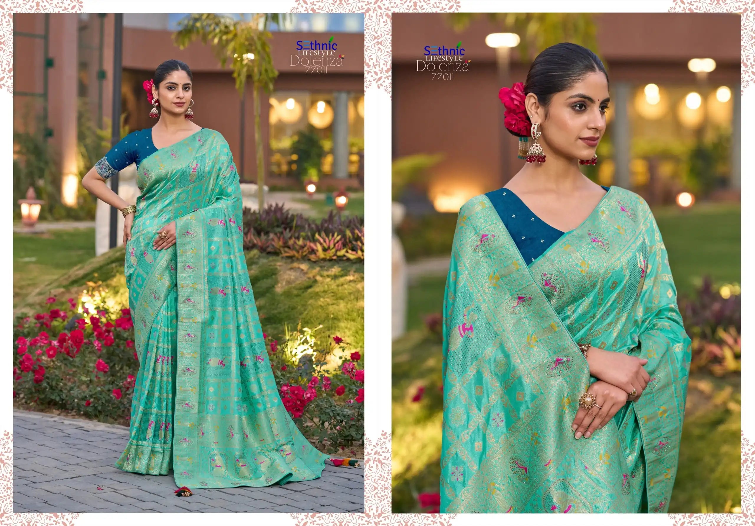 Sethnic Lifestyle sarees crafted from soft Dola silk combine traditional craftsmanship