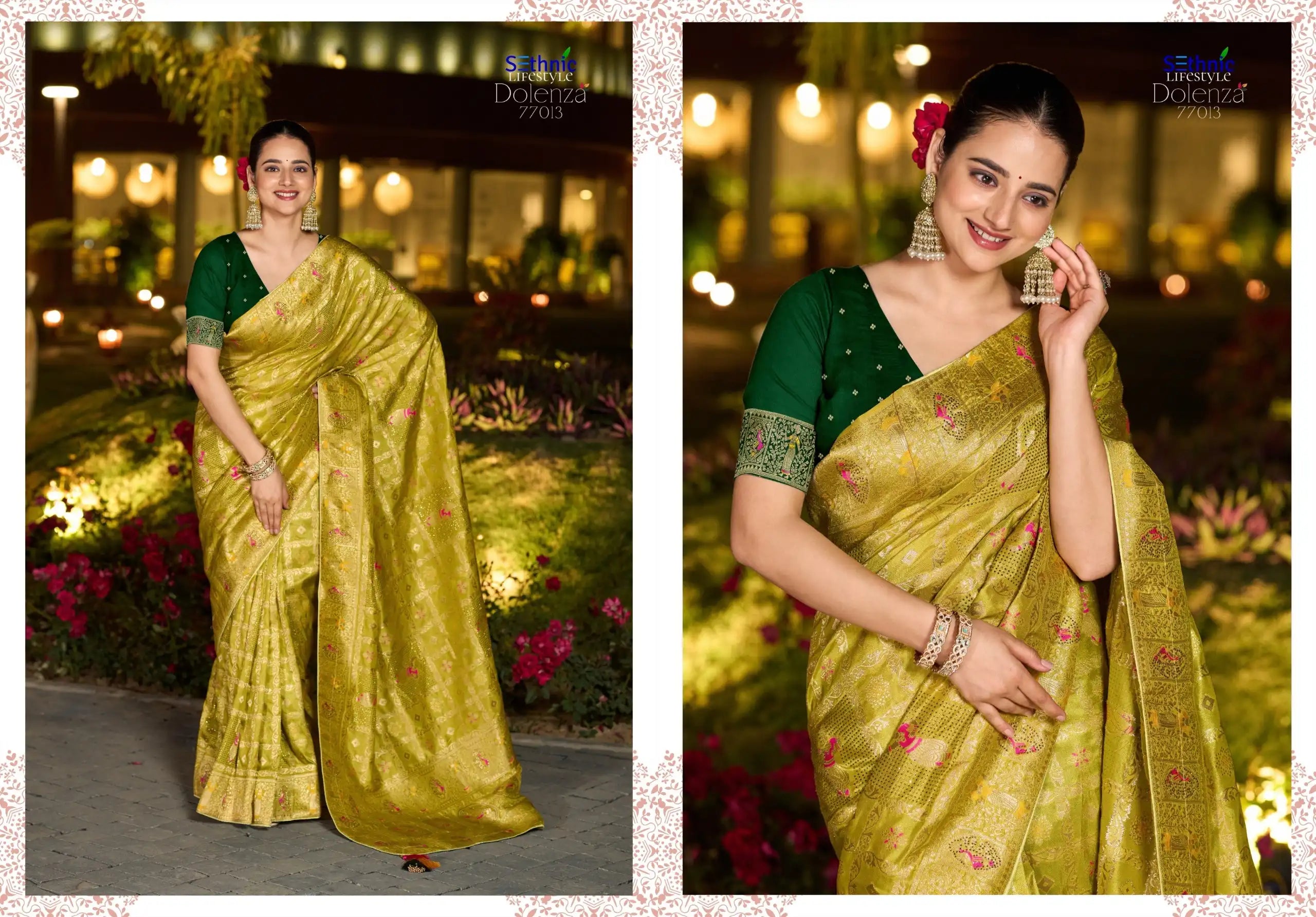 Sethnic Lifestyle sarees crafted from soft Dola silk combine traditional craftsmanship
