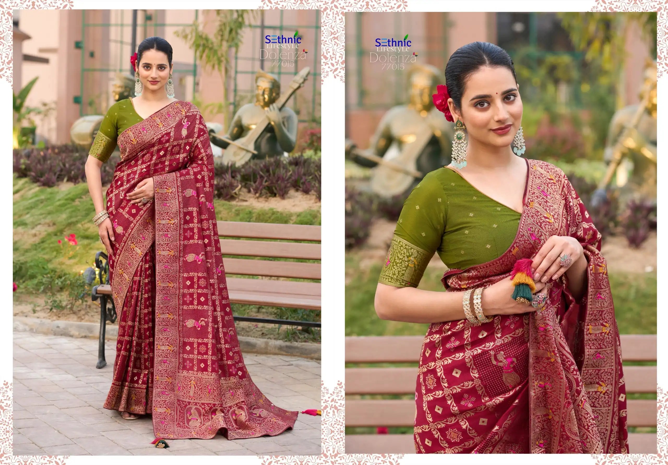 Sethnic Lifestyle sarees crafted from soft Dola silk combine traditional craftsmanship