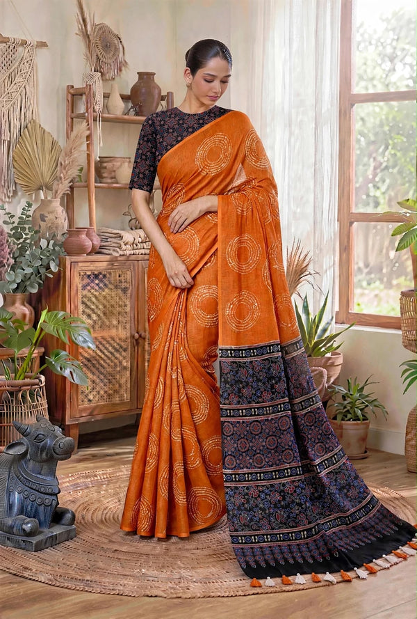 Soft cotton linen saree