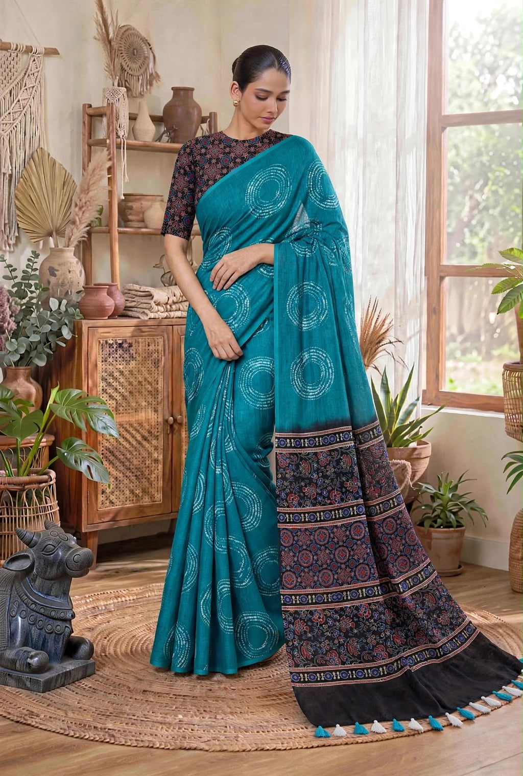Soft cotton linen saree