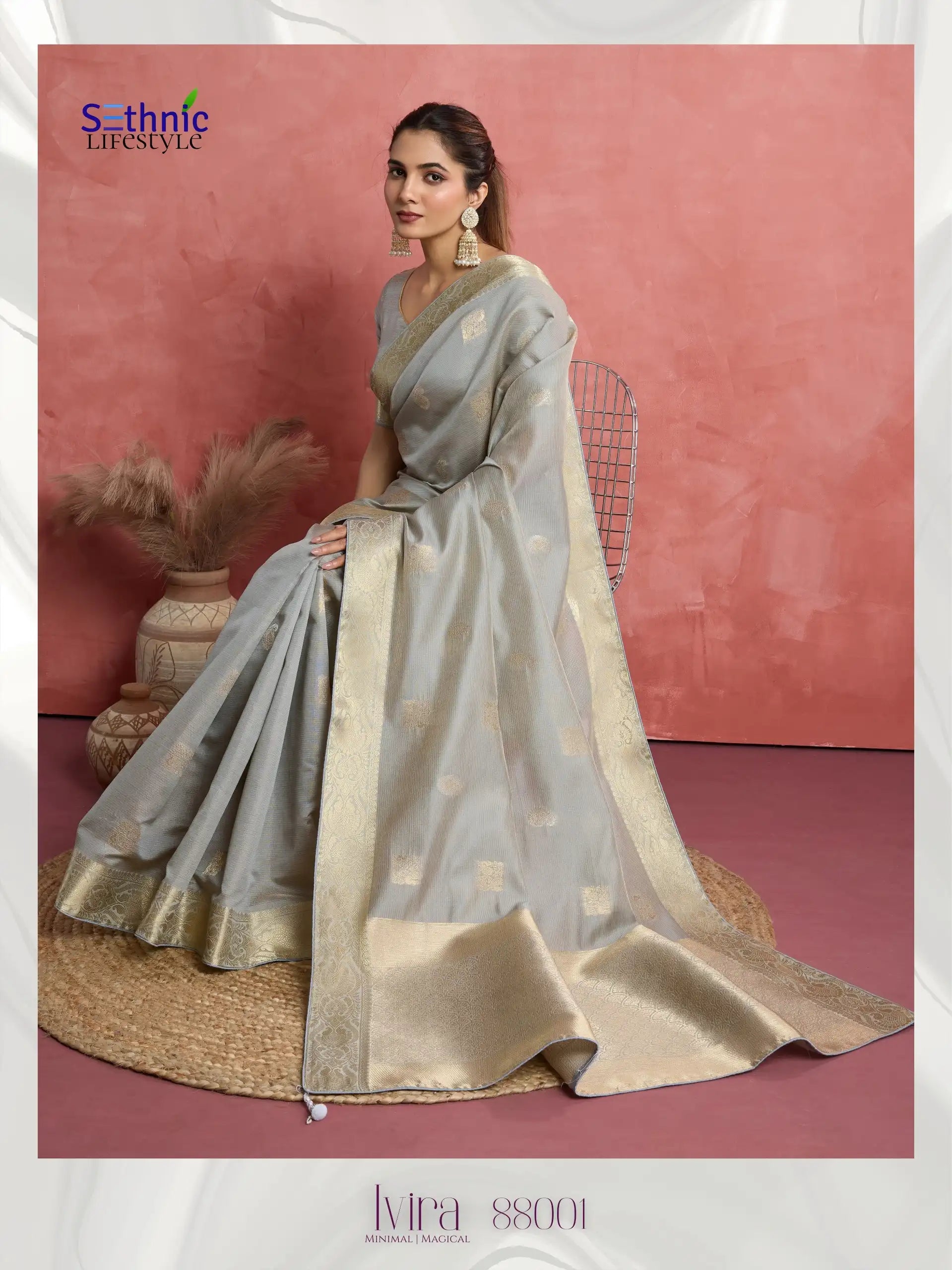 Sethnic Lifestyle Sarees Combine The Softness Of Self-Patterned Silk With The Sophistication Of An Elegant Woven Patta