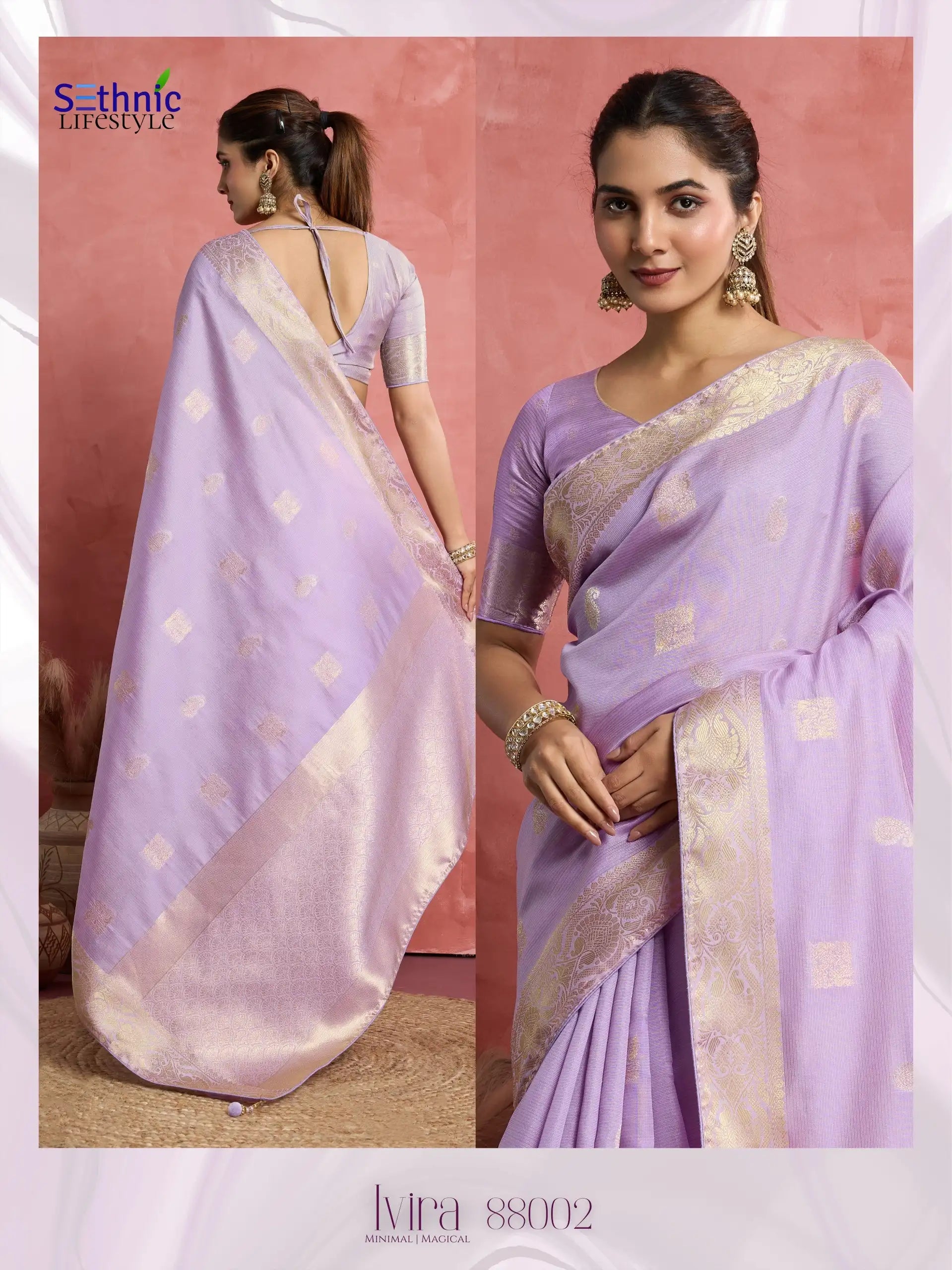 Sethnic Lifestyle Sarees Combine The Softness Of Self-Patterned Silk With The Sophistication Of An Elegant Woven Patta