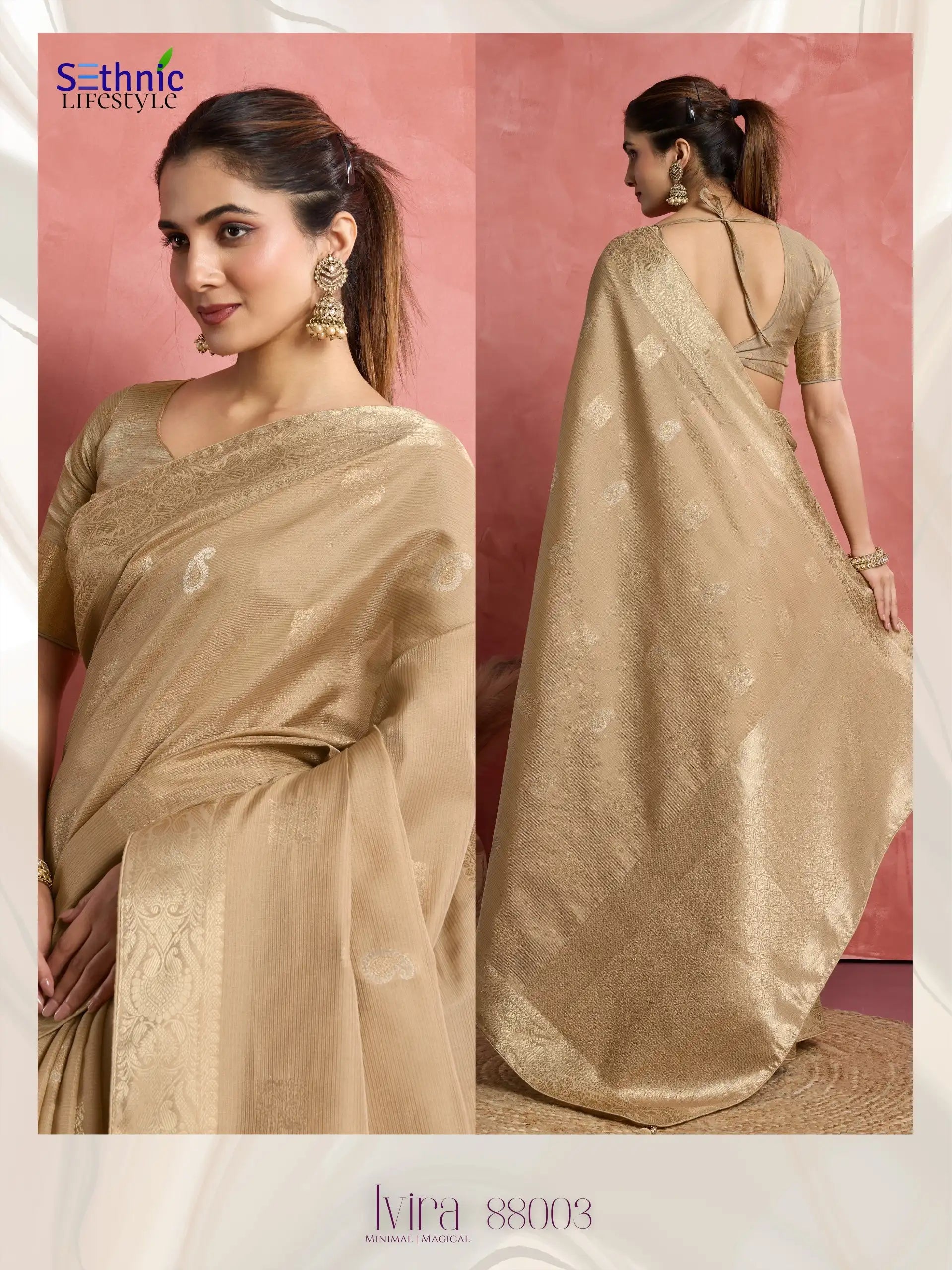 Sethnic Lifestyle Sarees Combine The Softness Of Self-Patterned Silk With The Sophistication Of An Elegant Woven Patta