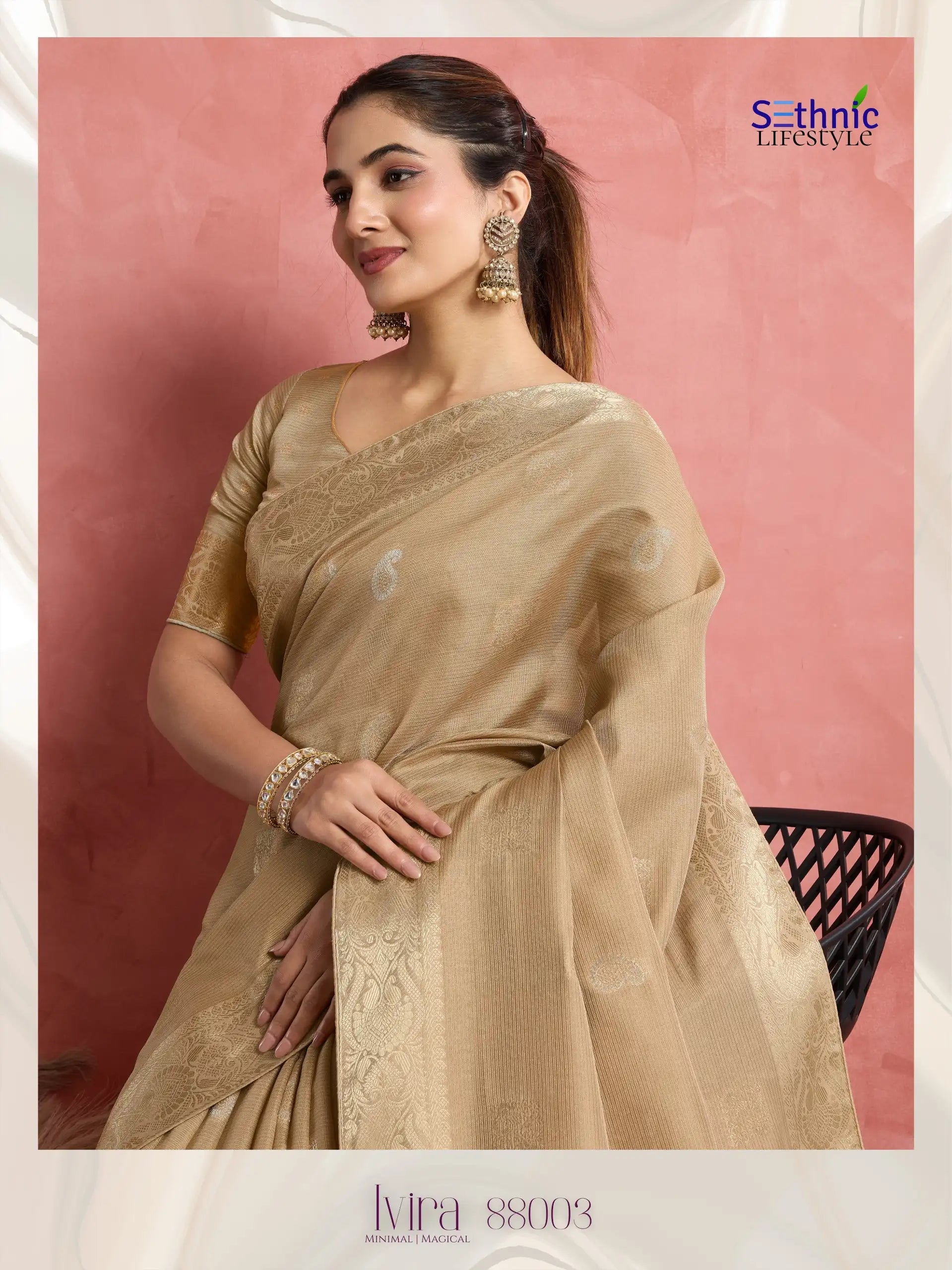 Sethnic Lifestyle Sarees Combine The Softness Of Self-Patterned Silk With The Sophistication Of An Elegant Woven Patta