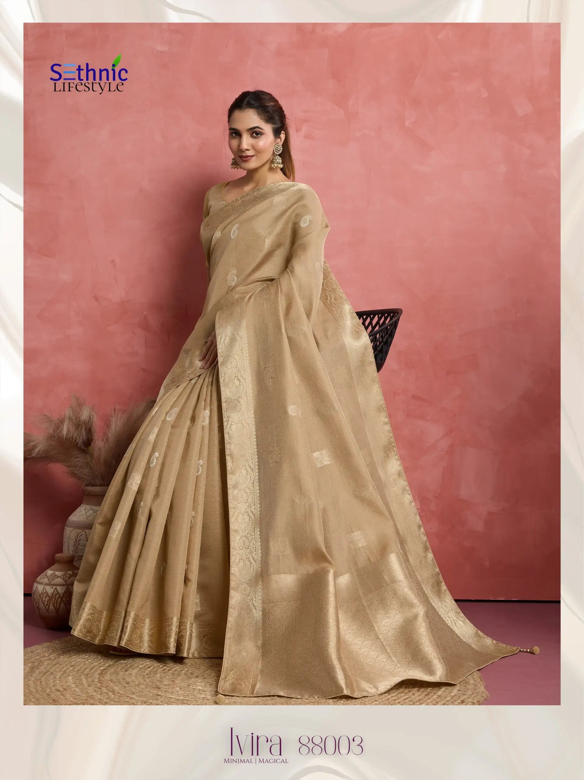 Sethnic Lifestyle Sarees Combine The Softness Of Self-Patterned Silk With The Sophistication Of An Elegant Woven Patta