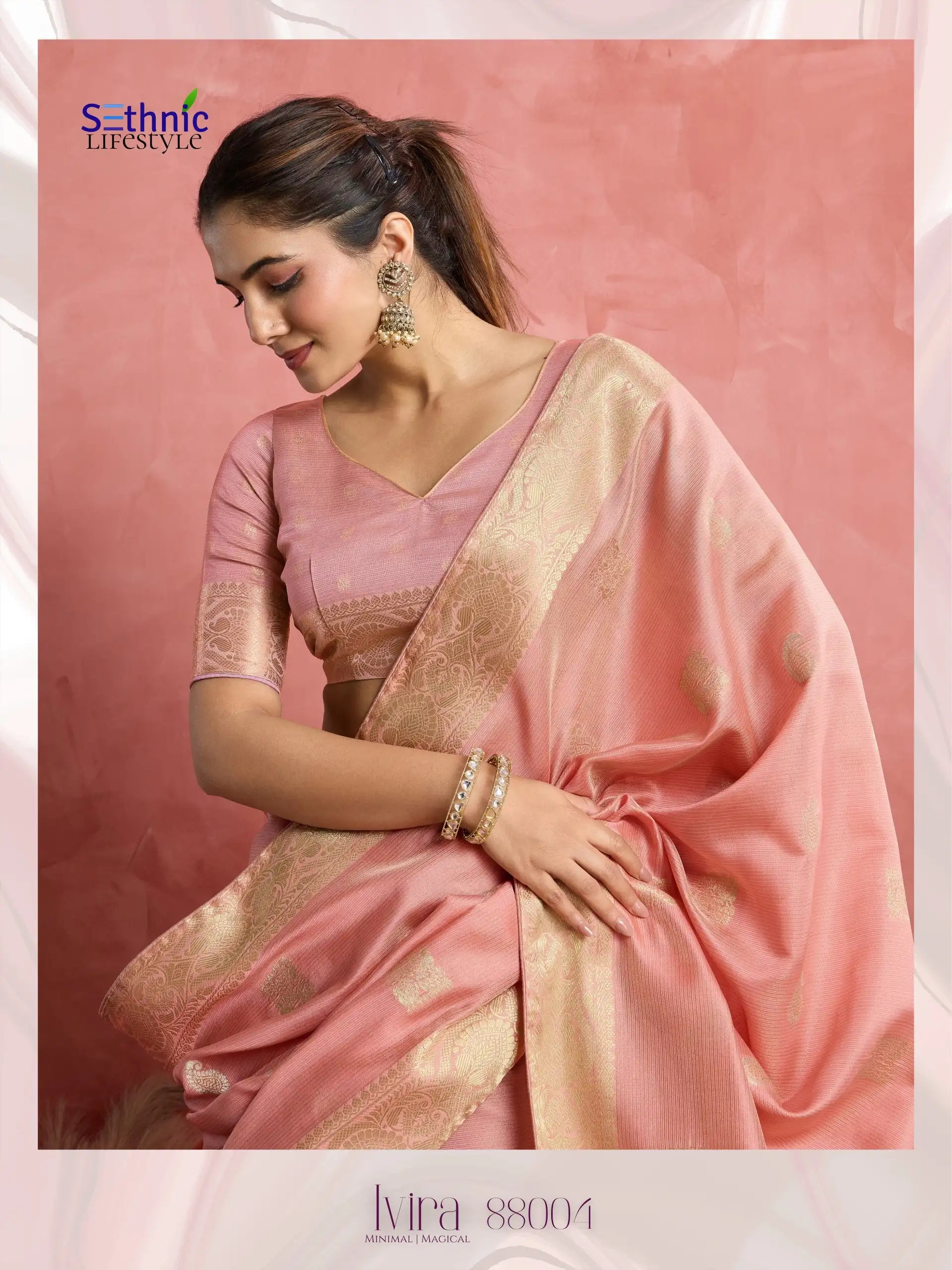 Sethnic Lifestyle Sarees Combine The Softness Of Self-Patterned Silk With The Sophistication Of An Elegant Woven Patta