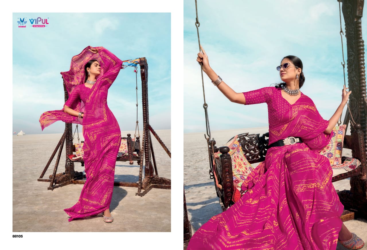Vipul Georgette Patten Sarees With Elegant Design Featuring Intricate Patten Work