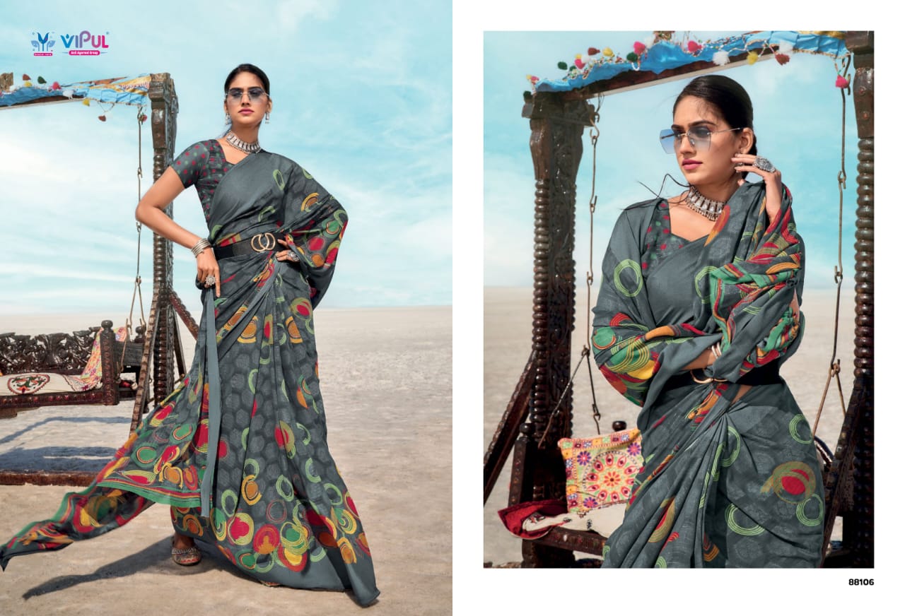 Vipul Georgette Patten Sarees With Elegant Design Featuring Intricate Patten Work