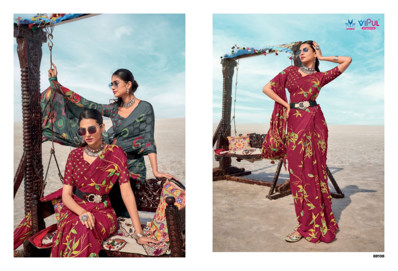 Vipul Georgette Patten Sarees With Elegant Design Featuring Intricate Patten Work