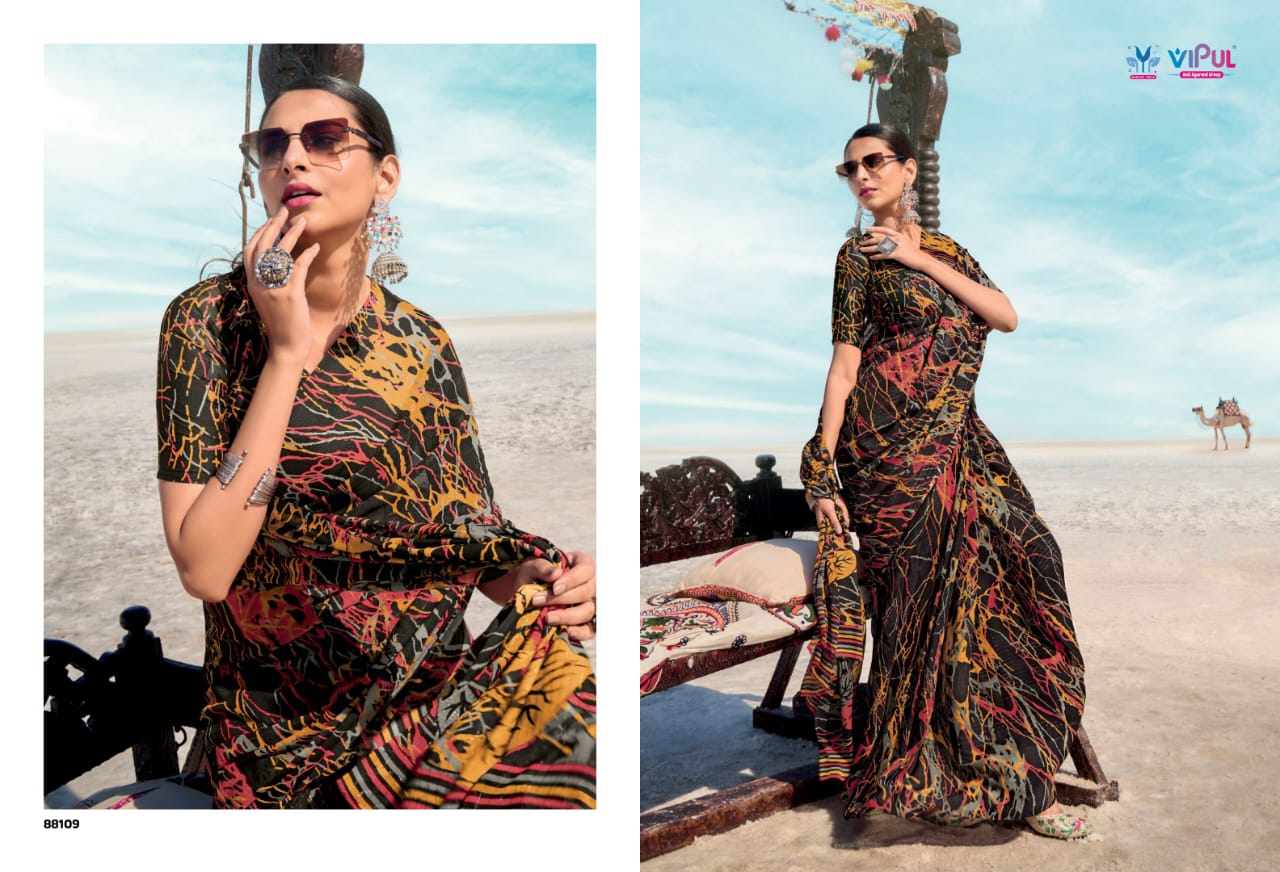Vipul Georgette Patten Sarees With Elegant Design Featuring Intricate Patten Work