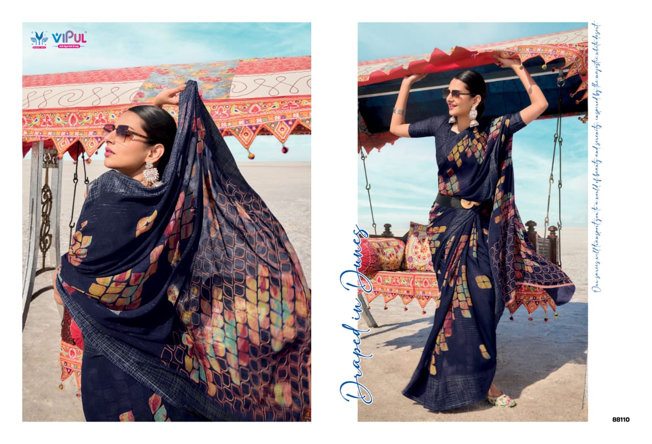 Vipul Georgette Patten Sarees With Elegant Design Featuring Intricate Patten Work