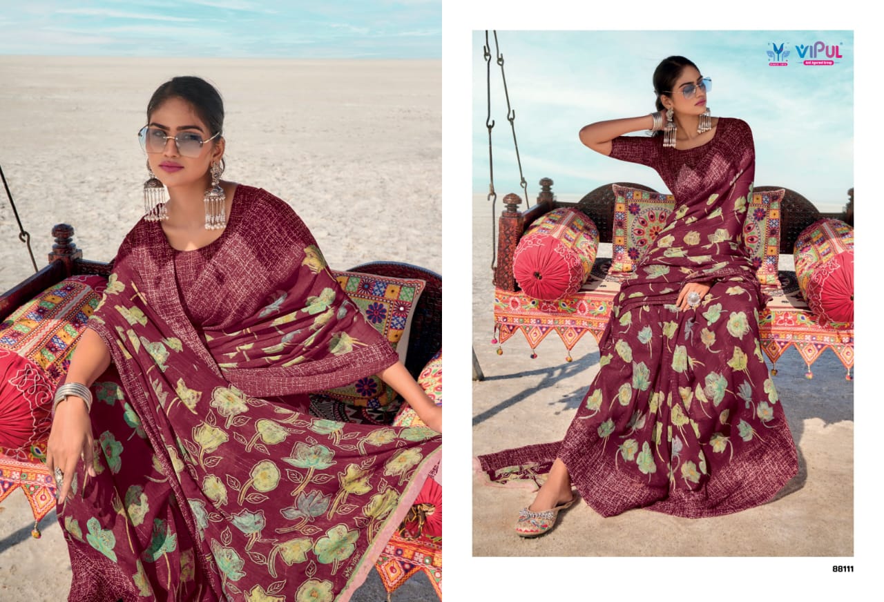 Vipul Georgette Patten Sarees With Elegant Design Featuring Intricate Patten Work