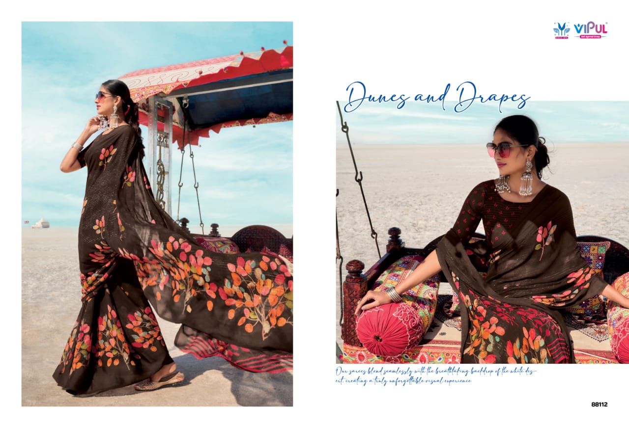 Vipul Georgette Patten Sarees With Elegant Design Featuring Intricate Patten Work