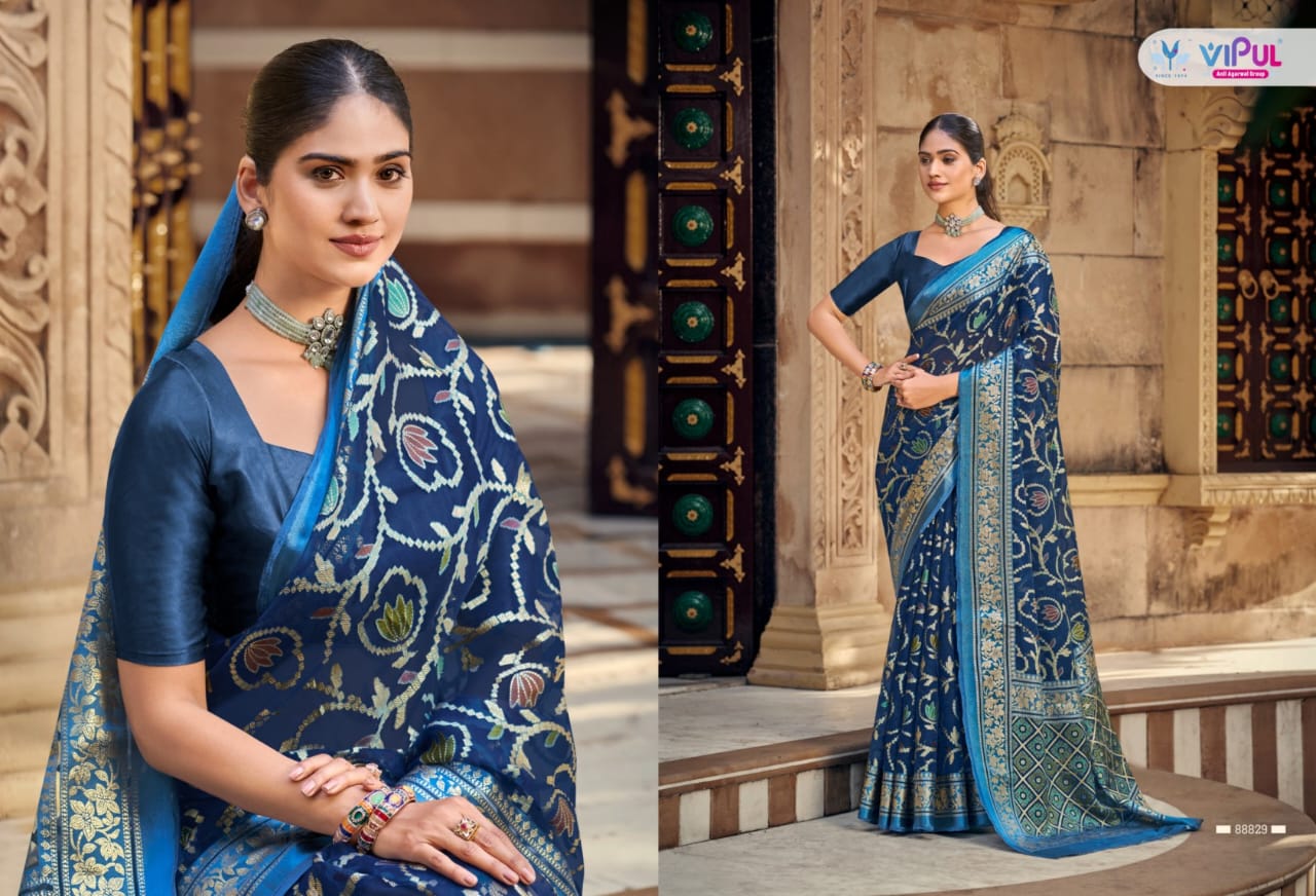 Vipul Brasso Sarees Offer Crafted With Intricate Brasso Work