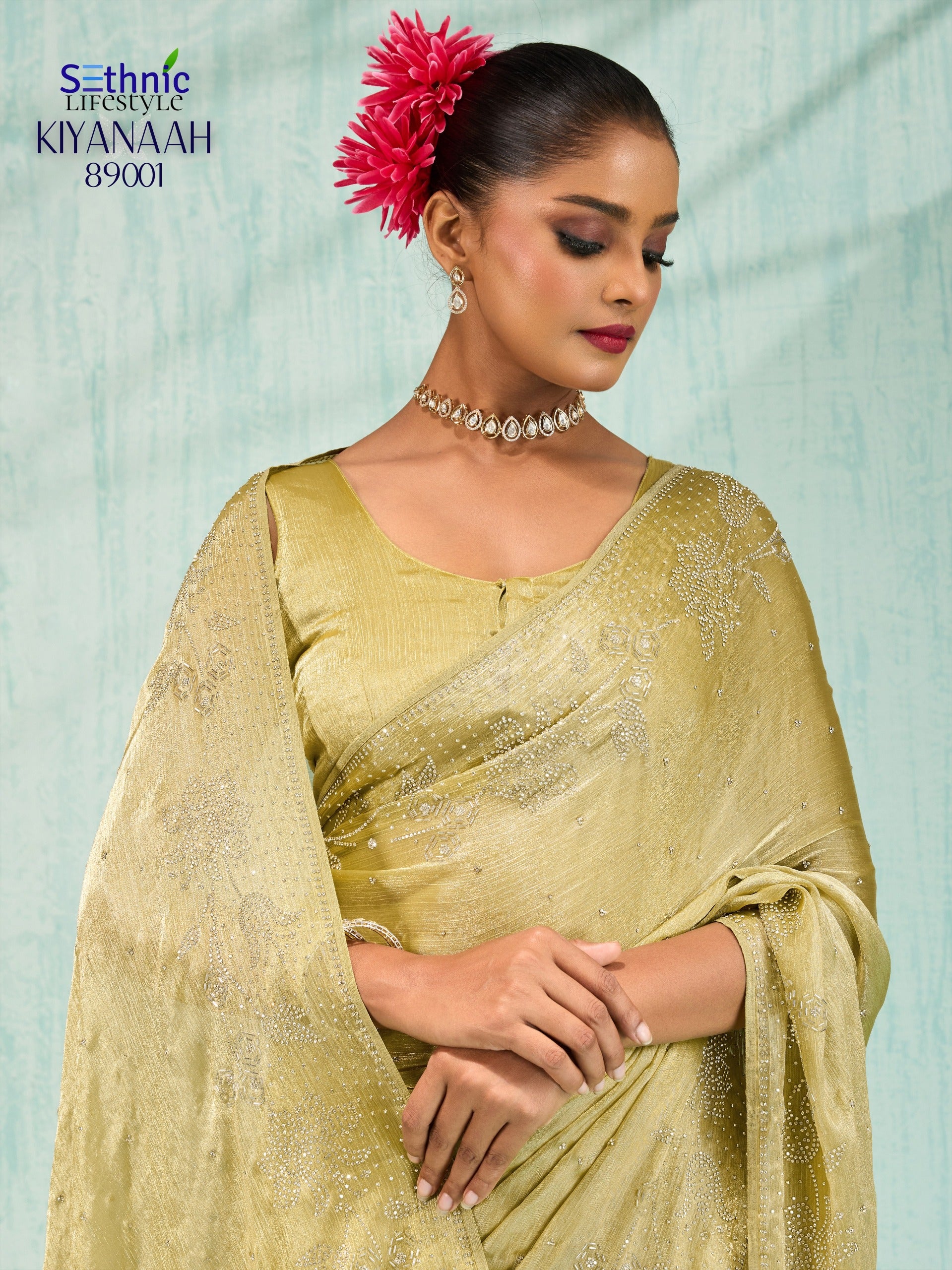 Sethnic Dual Tone Chiffon Sarees with Vibrant Color