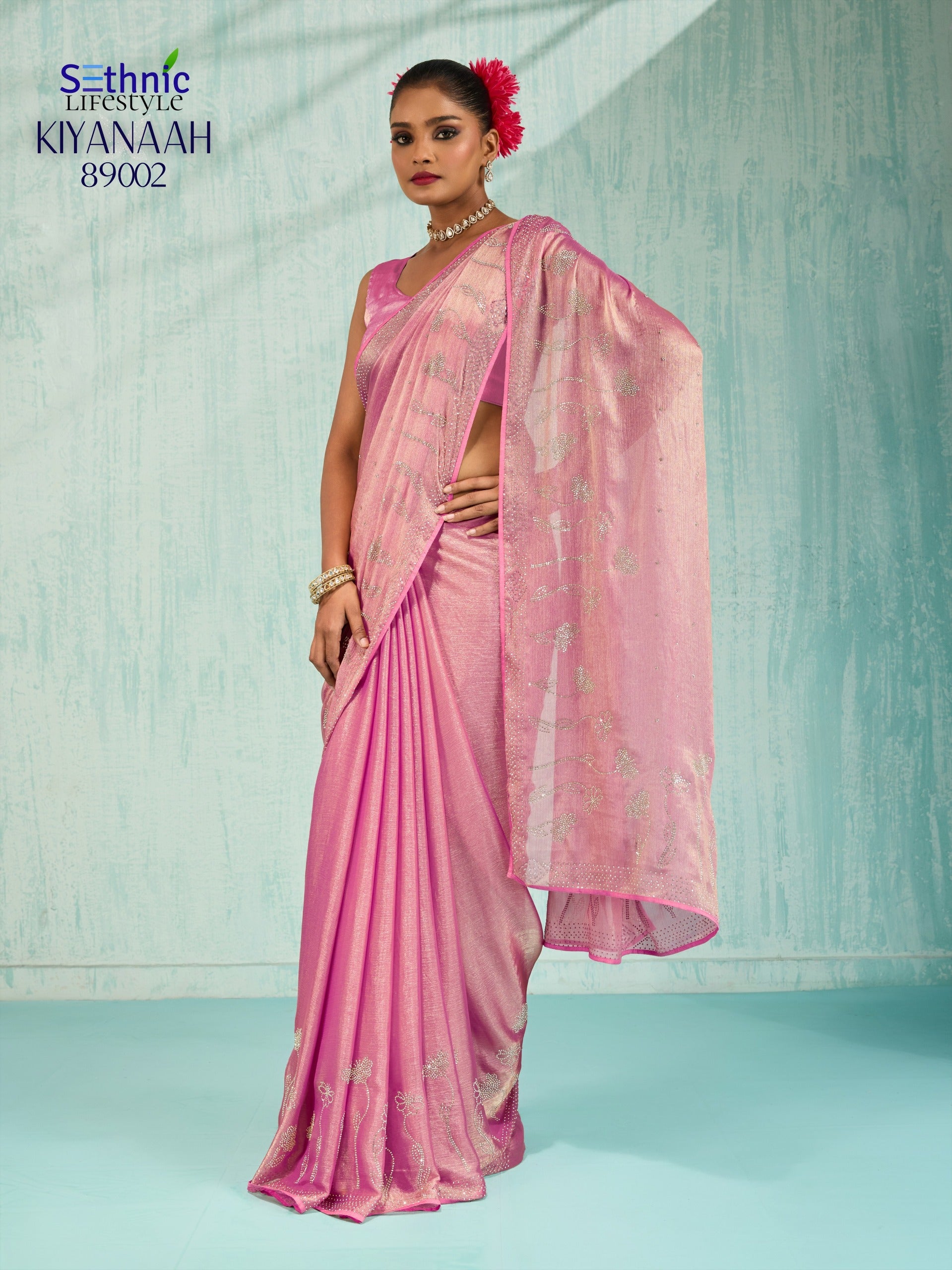 Sethnic Dual Tone Chiffon Sarees with Vibrant Color