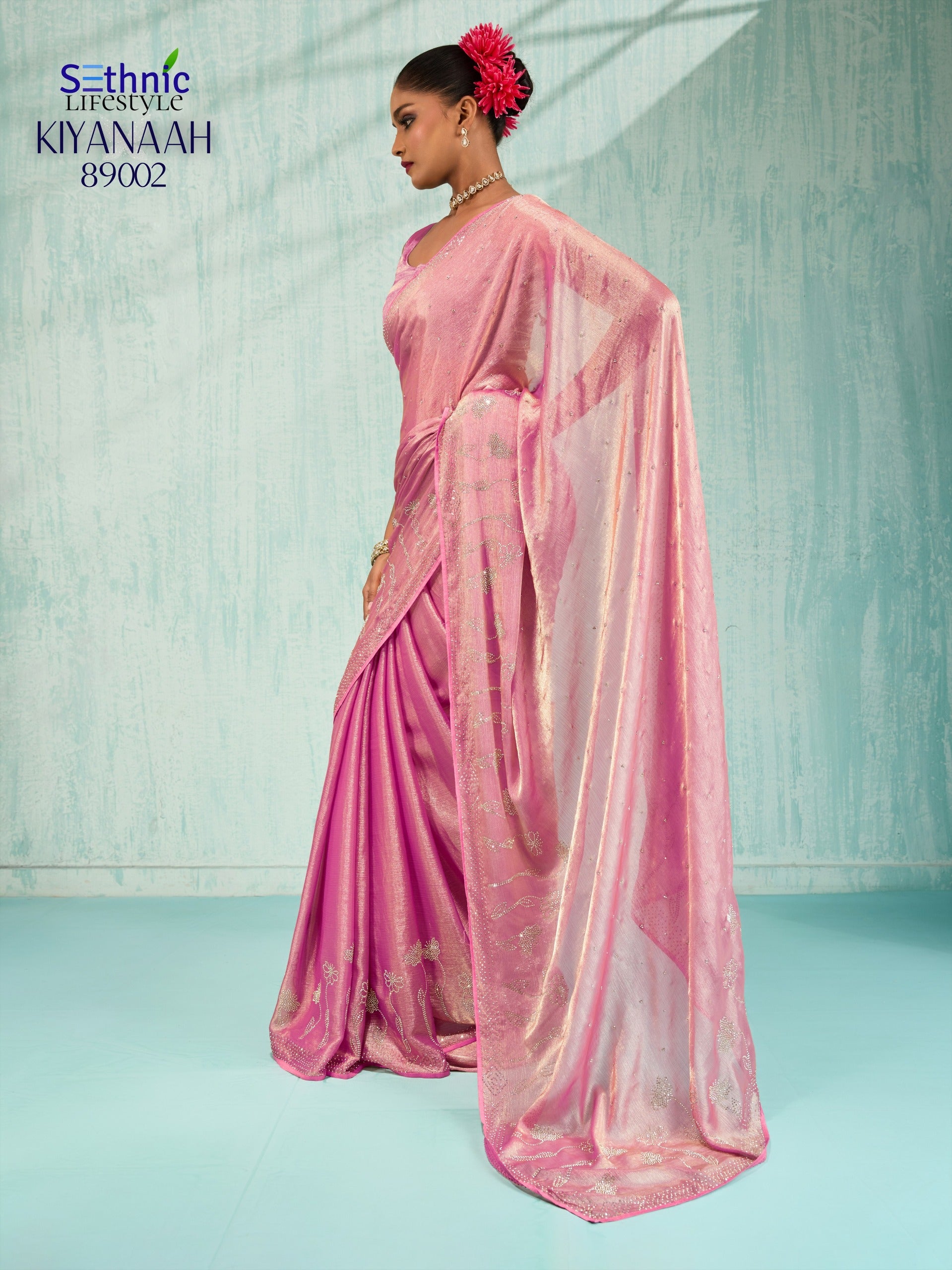 Sethnic Dual Tone Chiffon Sarees with Vibrant Color