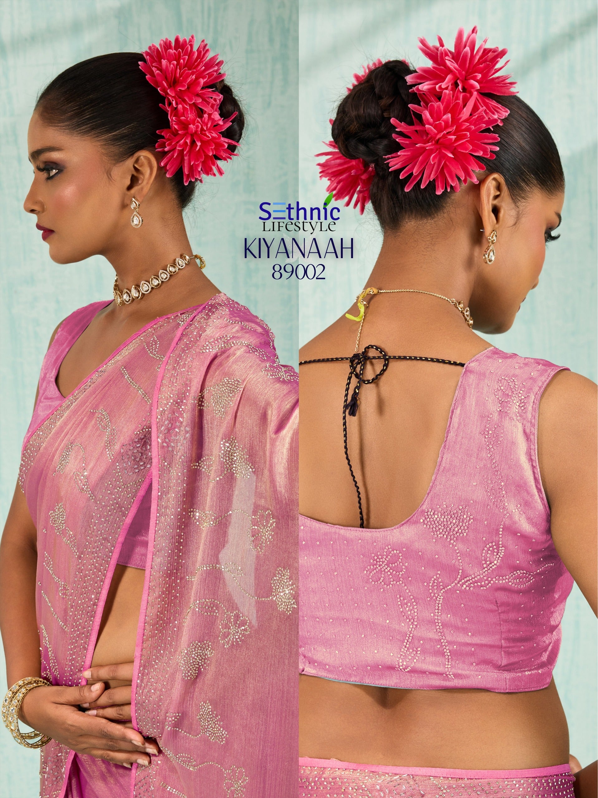 Sethnic Dual Tone Chiffon Sarees with Vibrant Color