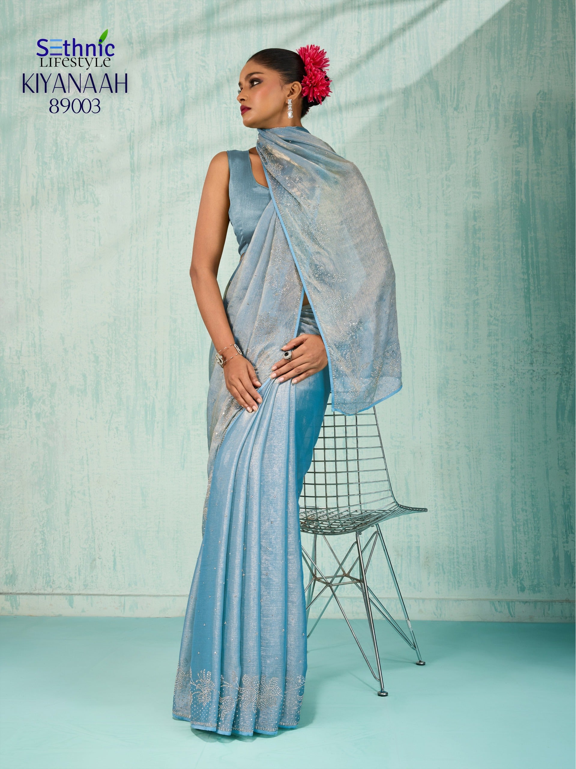 Sethnic Dual Tone Chiffon Sarees with Vibrant Color