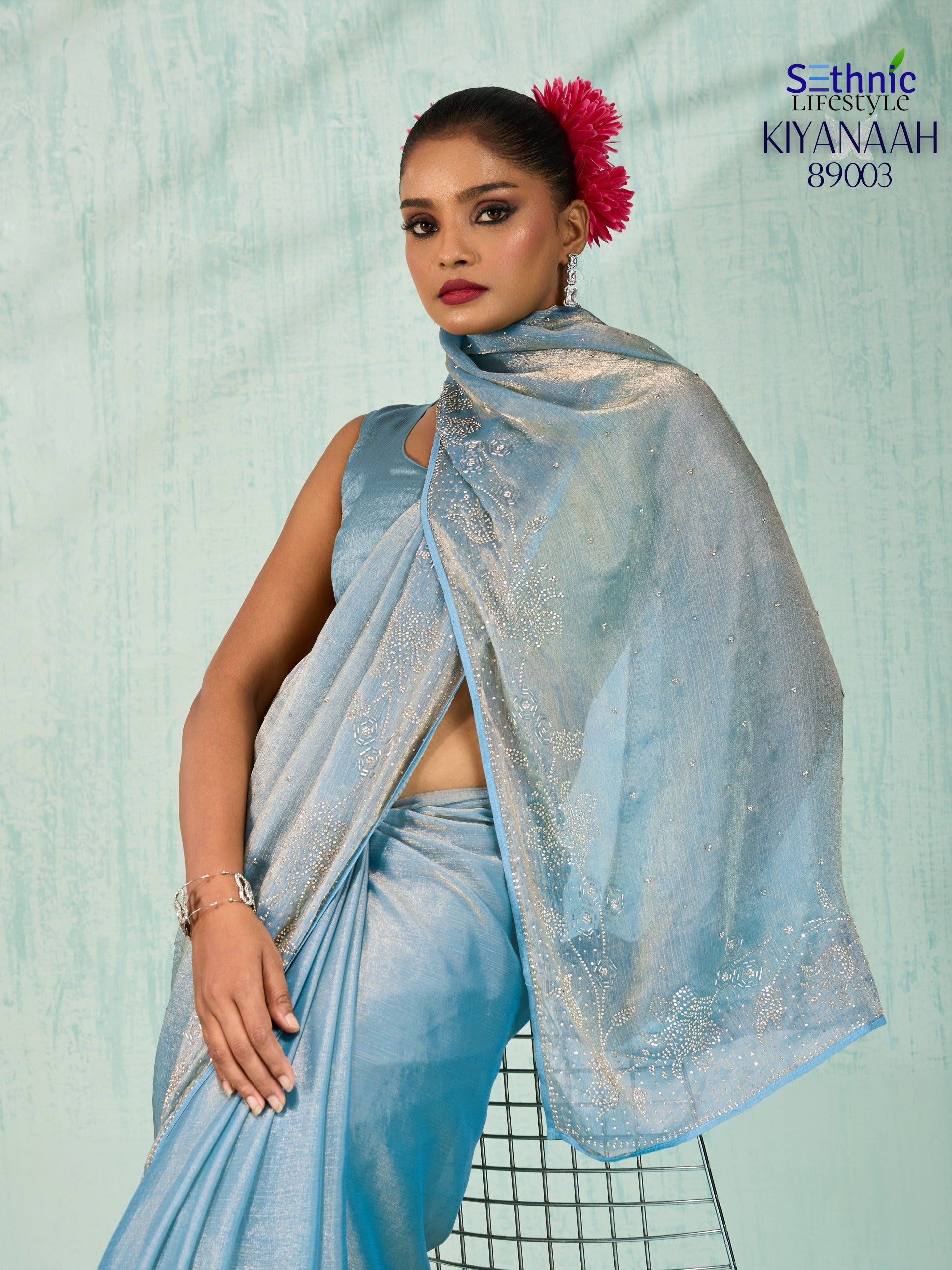 Sethnic Dual Tone Chiffon Sarees with Vibrant Color