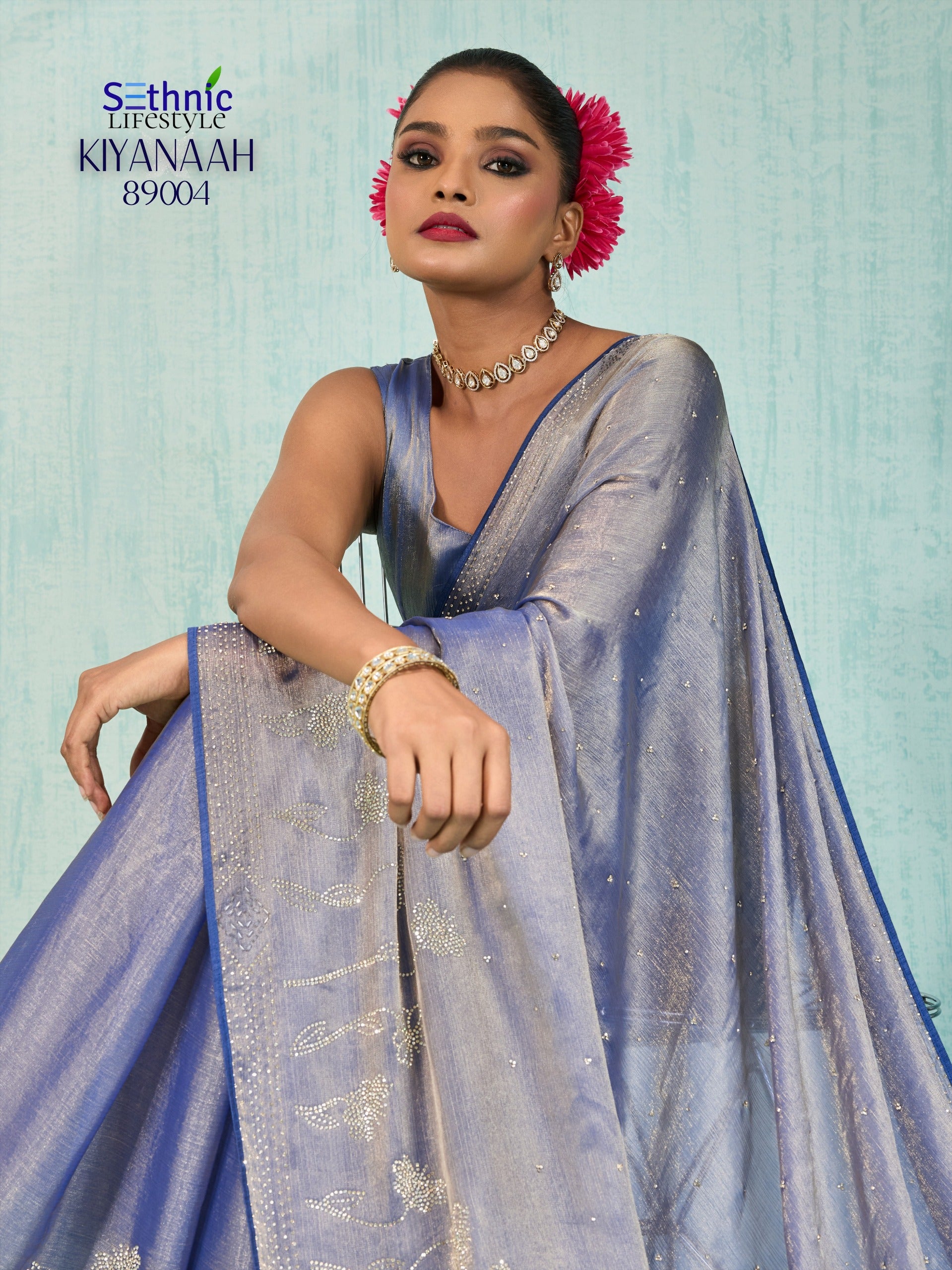 Sethnic Dual Tone Chiffon Sarees with Vibrant Color