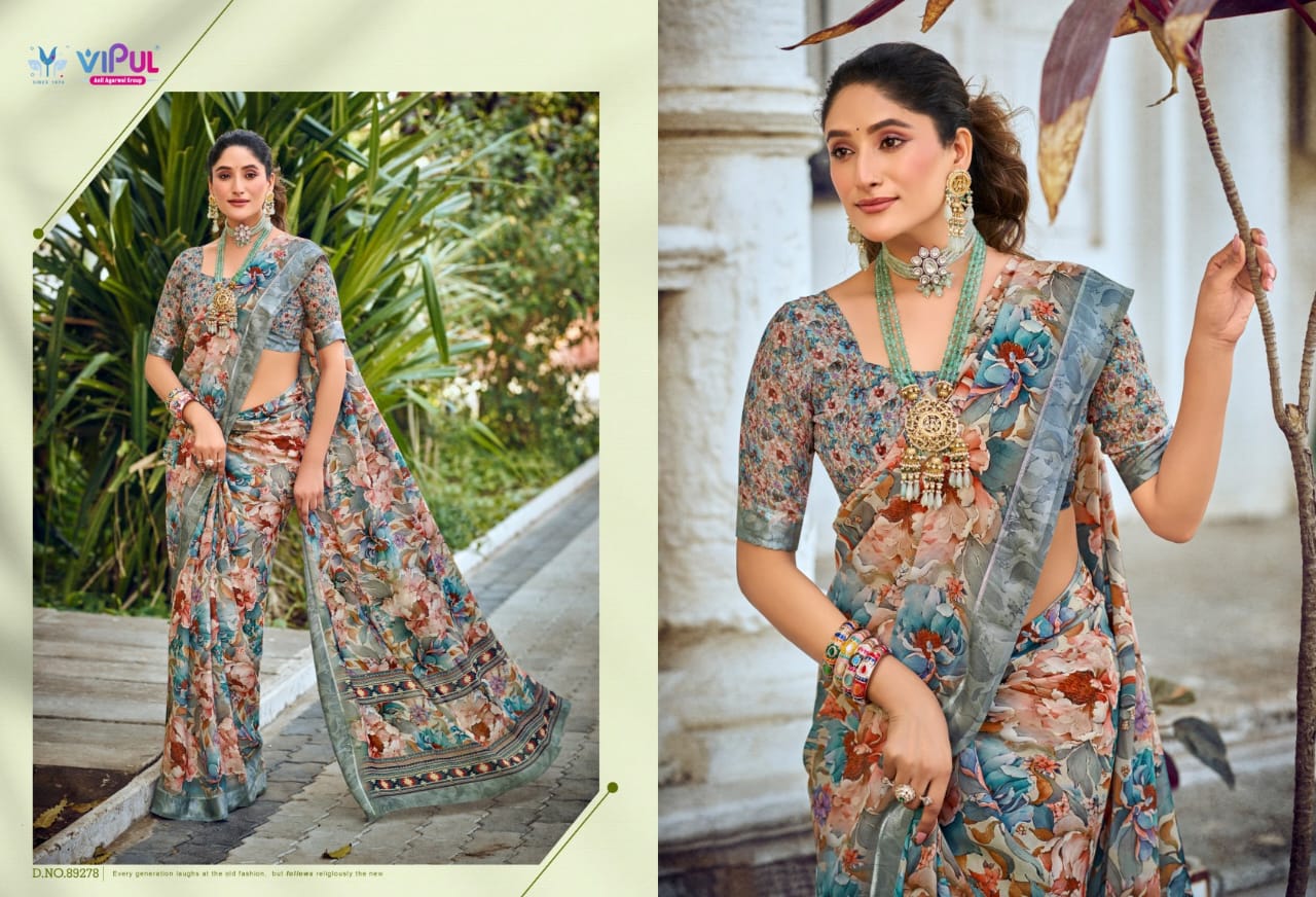 Vipul Dal Mos Crafted Sarees With Vibrant Color Of Sarees
