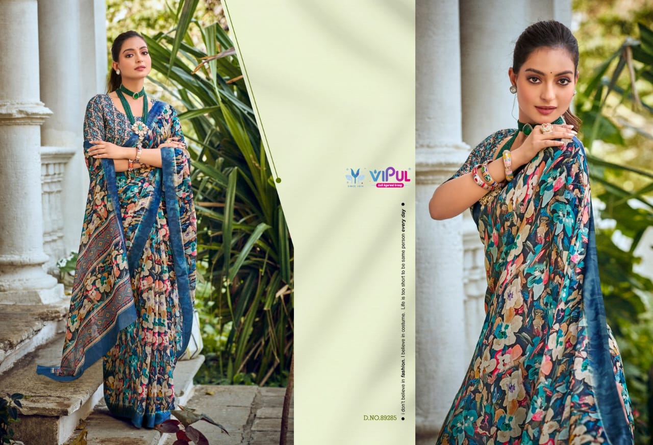 Vipul Dal Mos Crafted Sarees With Vibrant Color Of Sarees